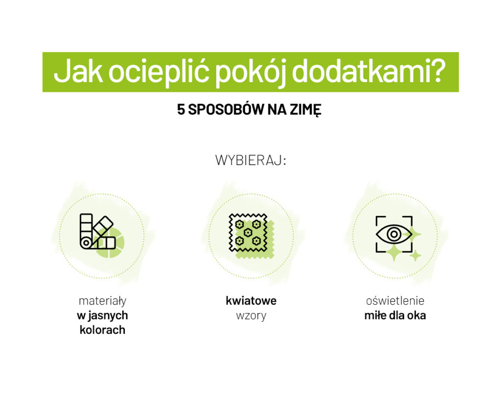 Infografika pokazująca, jak ocieplić pokój dodatkami