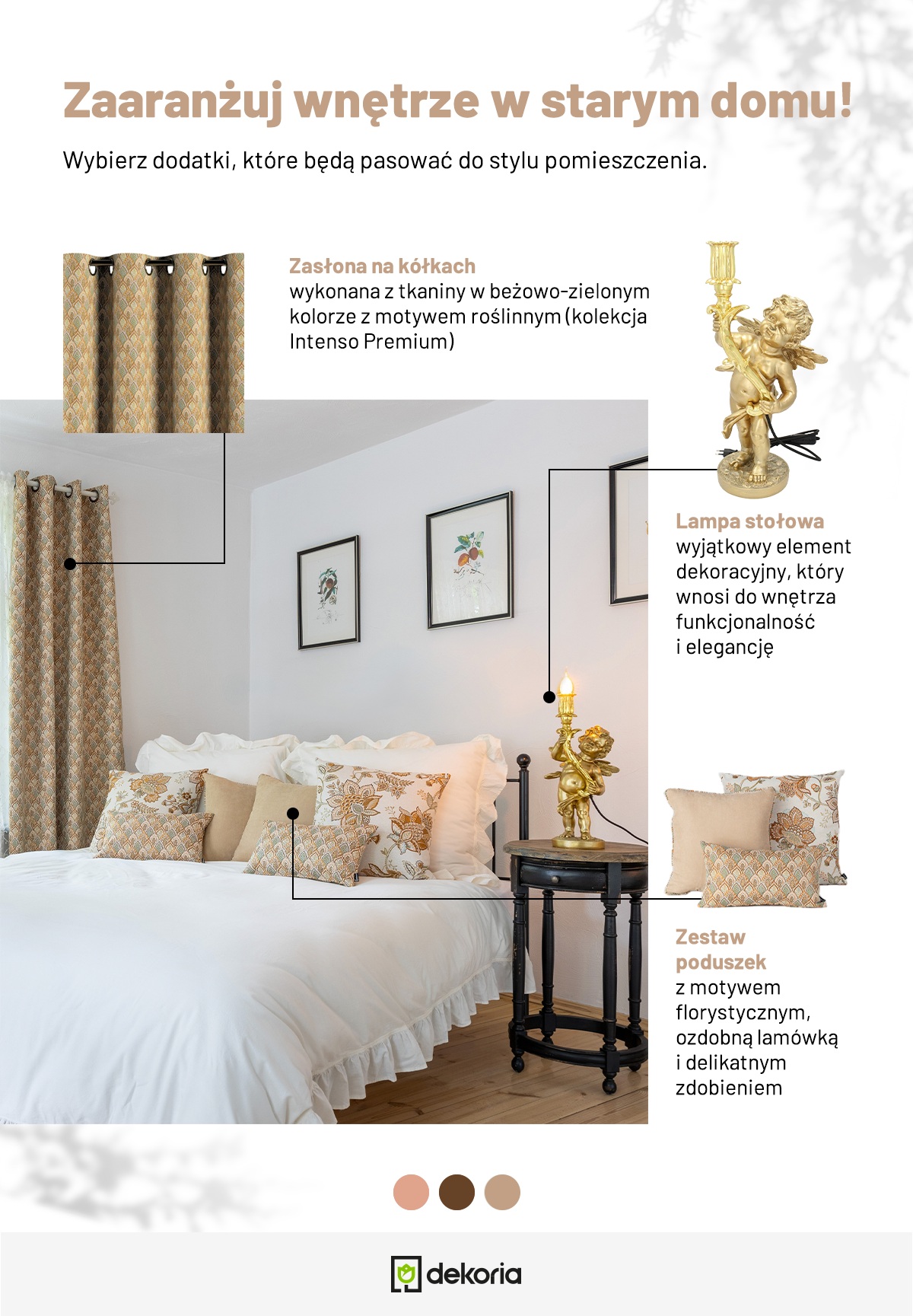 Aranżacja sypialni w starym domu | Dekoria Aranżacja wnętrza w starym domu – moodboard