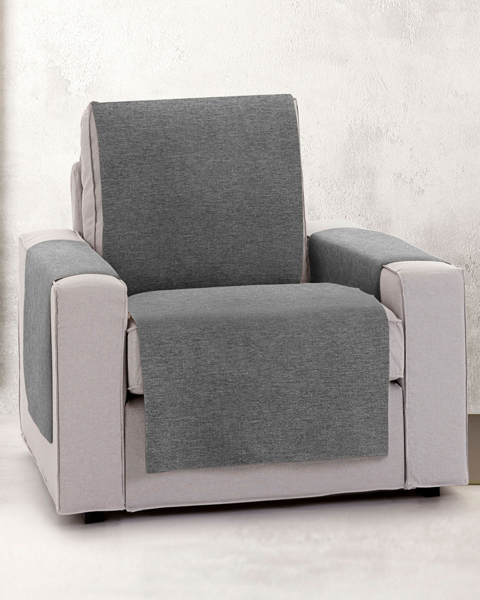 Pokrowiec na sofę-fotel jednoosobowy Universal grey (hover)