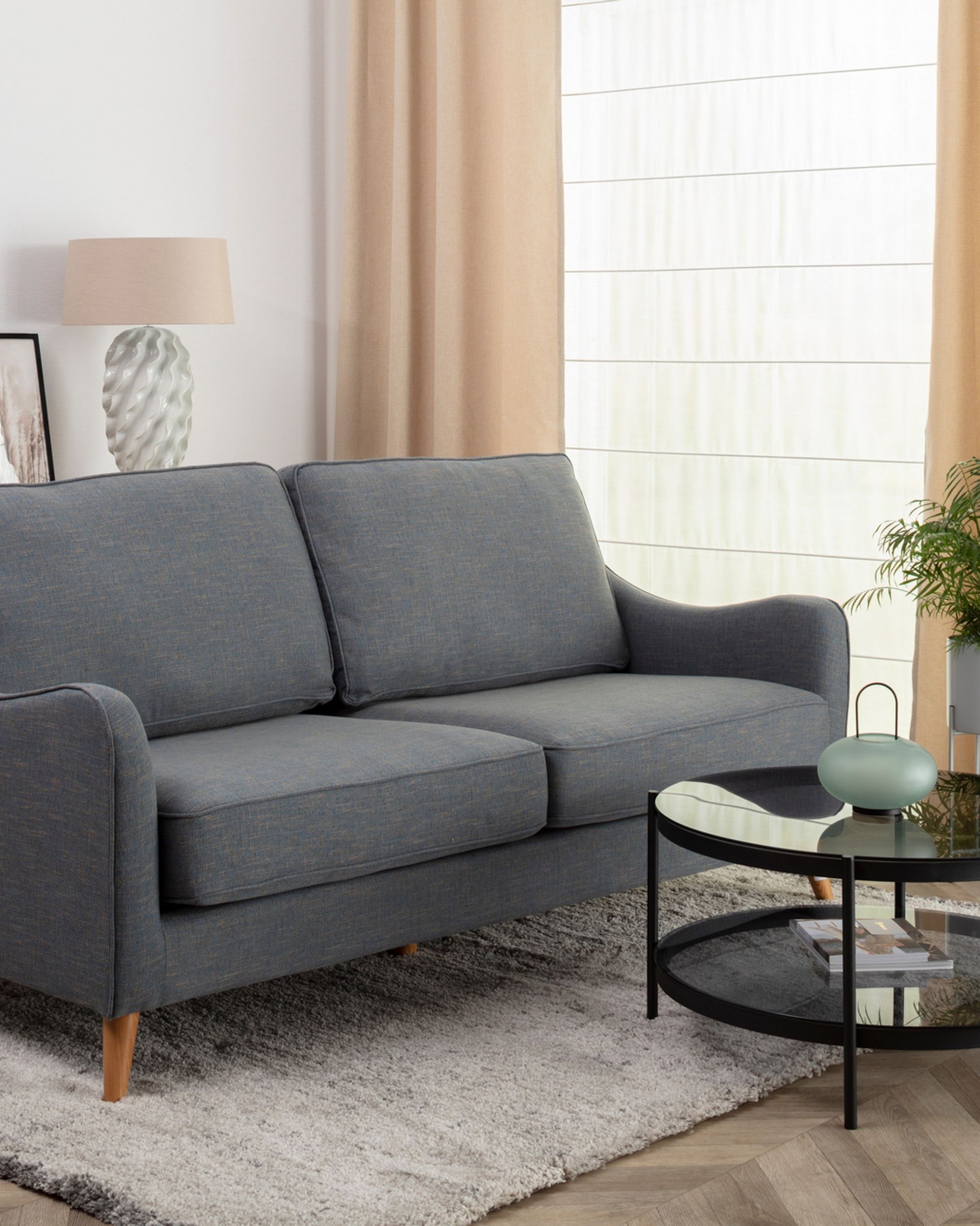 Sofa Venuste denim blue/brown 3-os. (hover)