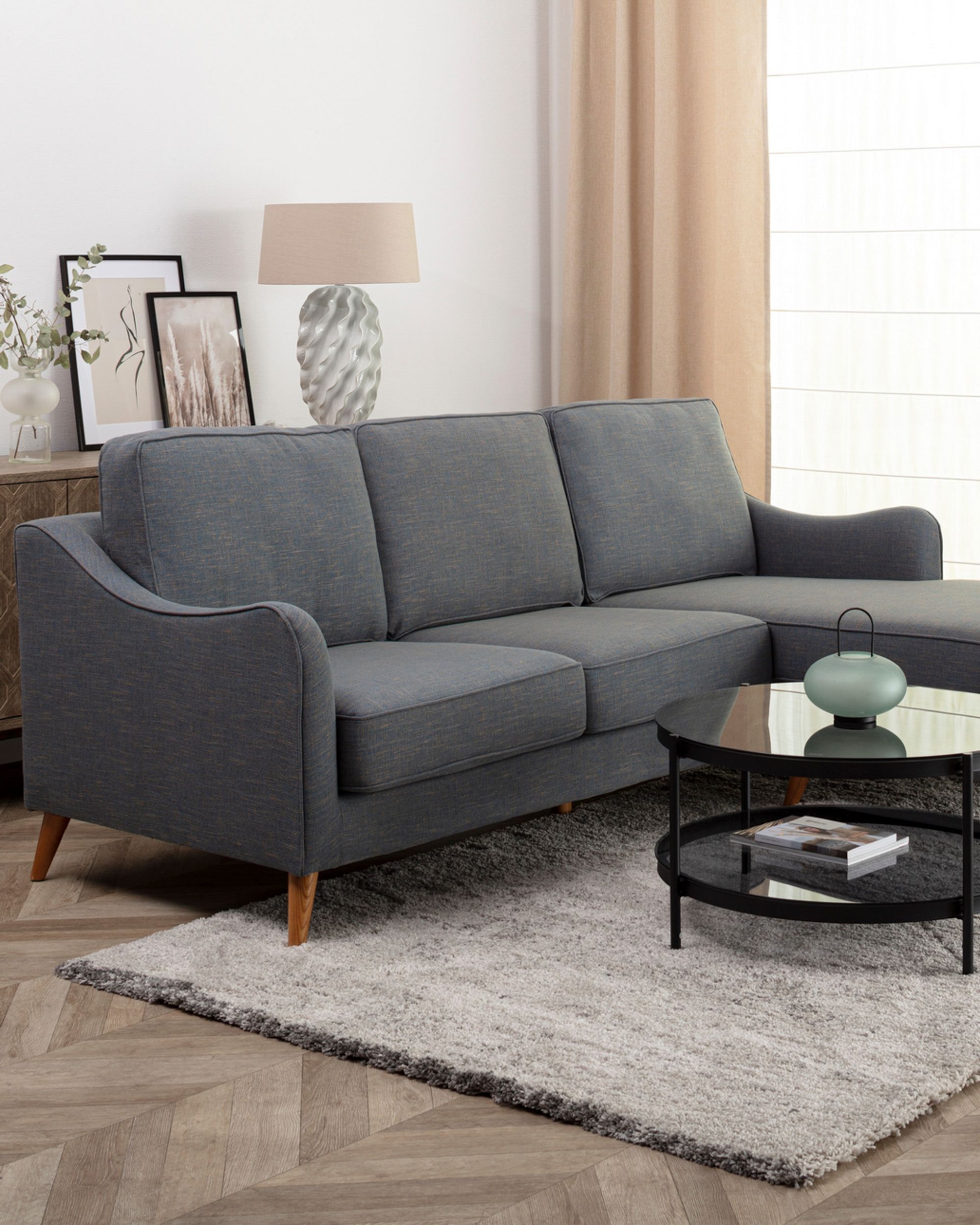 Sofa narożna Venuste denim blue/brown (hover)