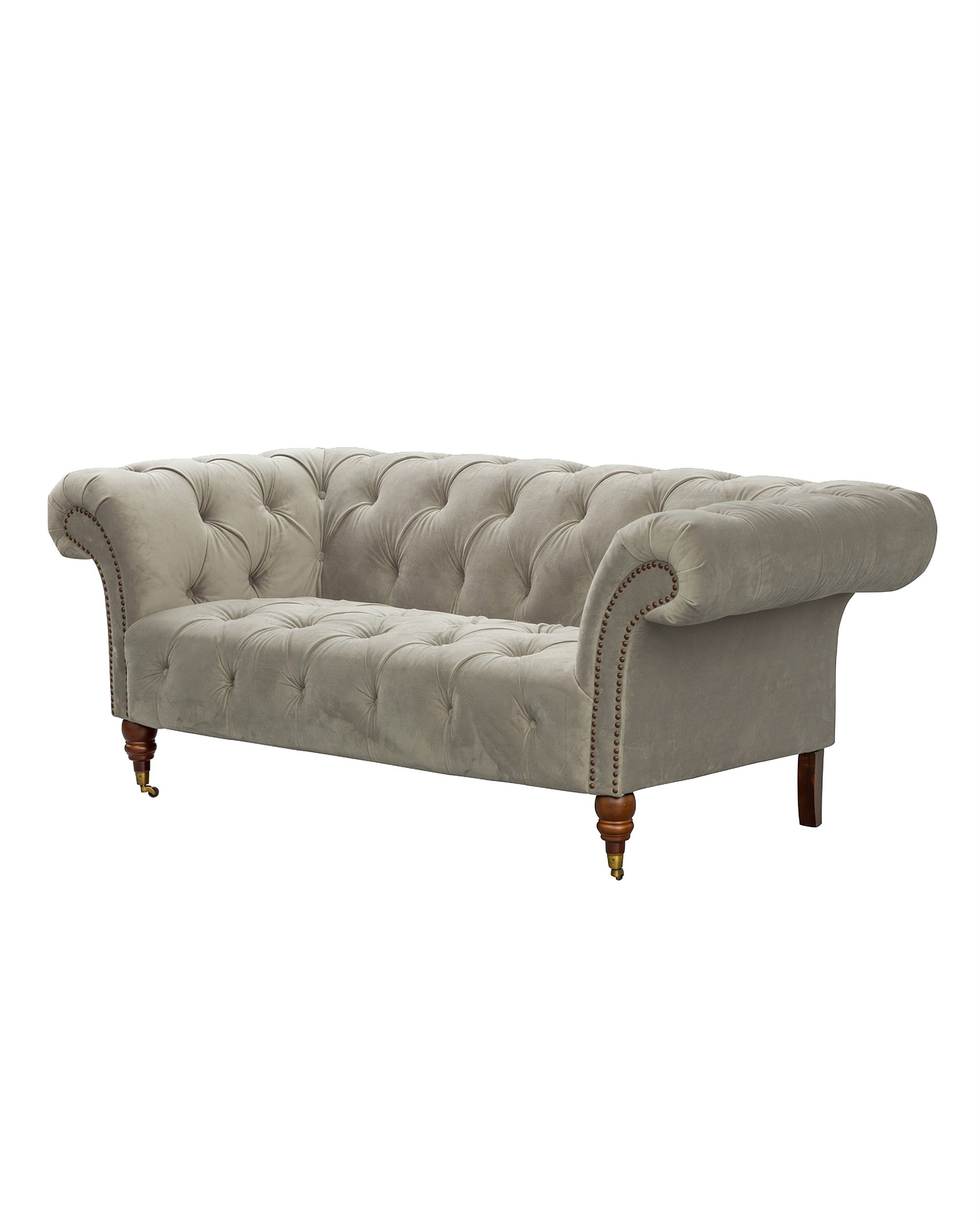 Sofa Chesterfield Glamour Velvet Light Grey 2-os.