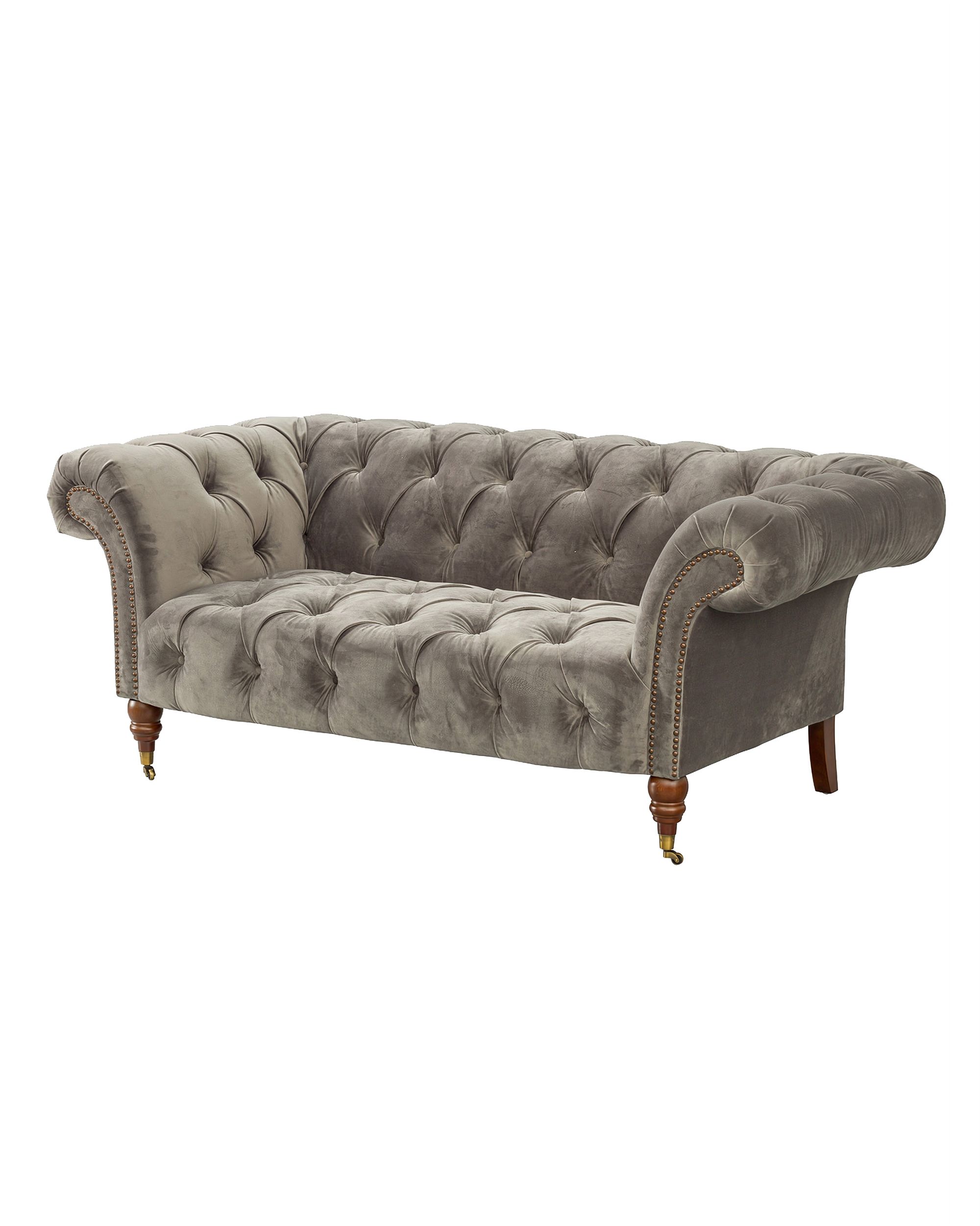 Sofa Chesterfield Glamour Velvet Grey 2-os.