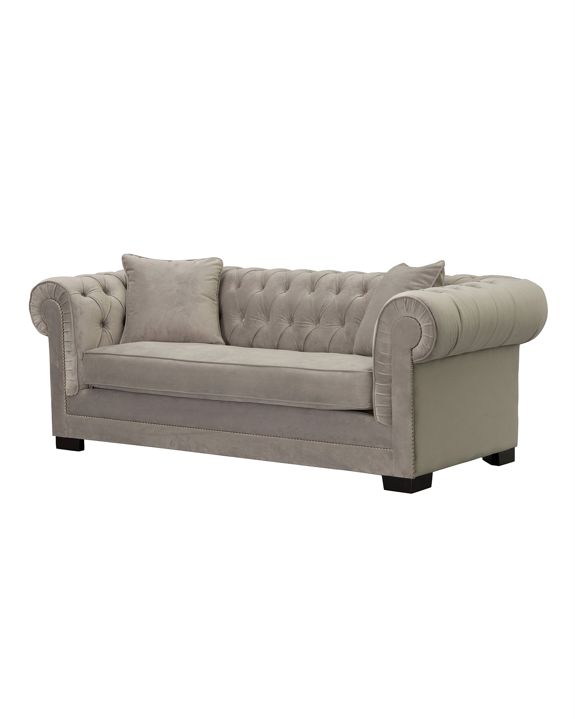 Sofa Chesterfield Classic Velvet Light Grey 3-os.