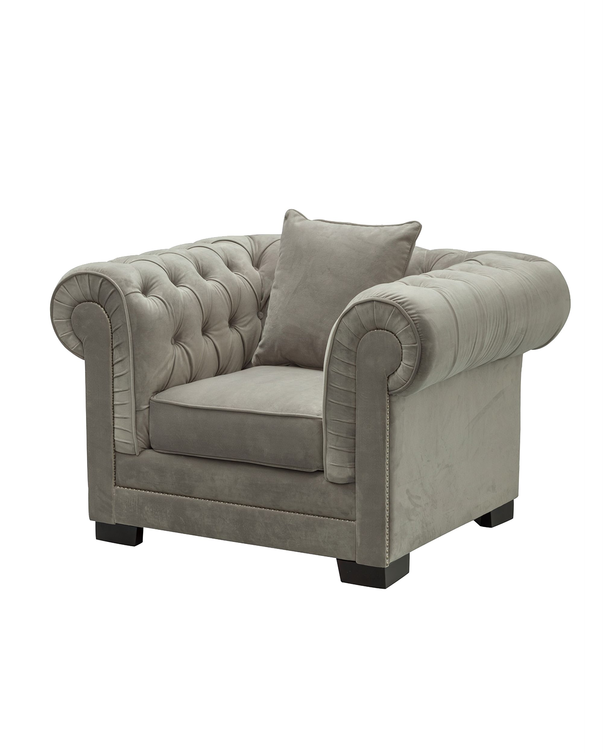 Fotel Chesterfield Classic Velvet Light Grey 118x96x77cm