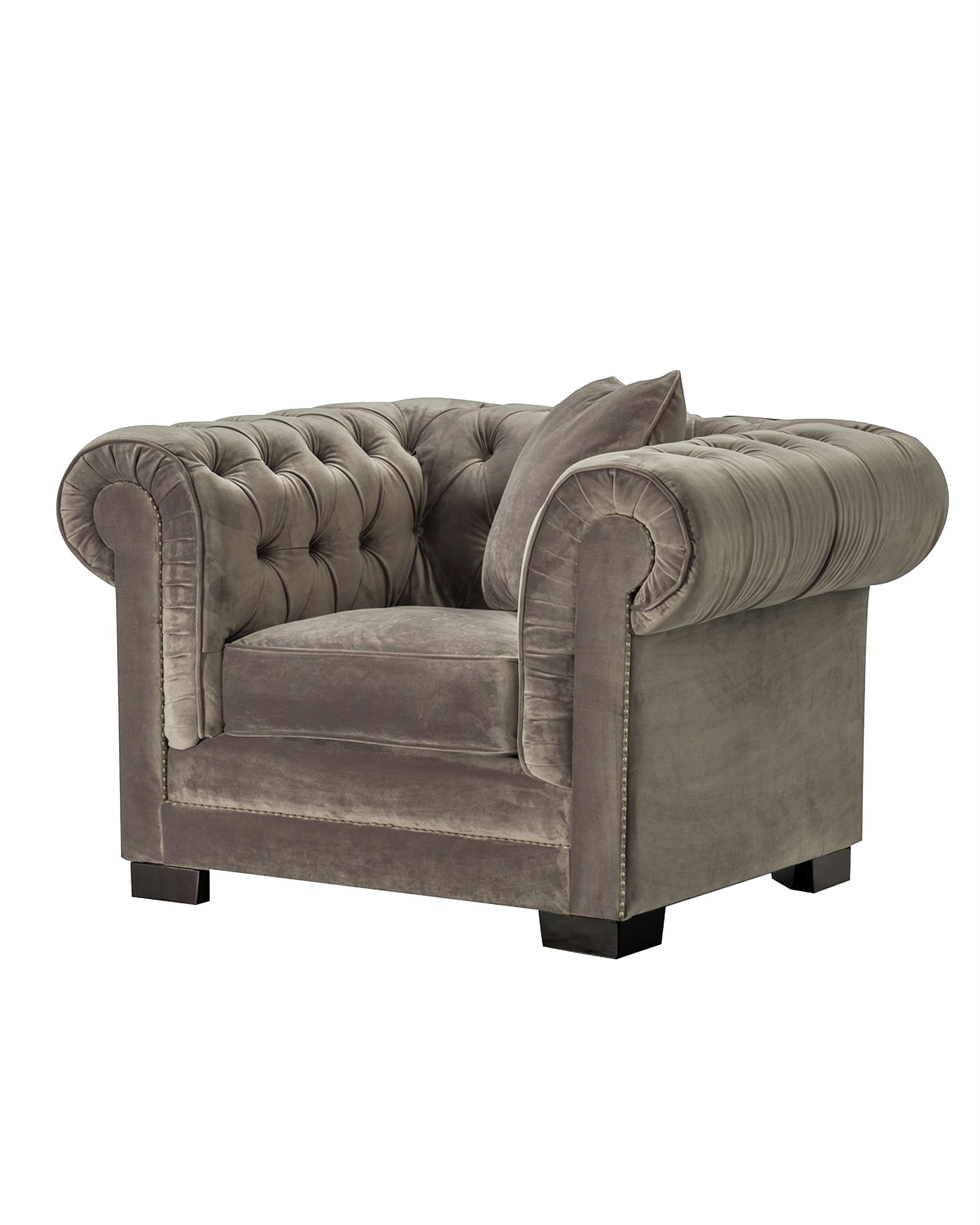 Fotel Chesterfield Classic Velvet Grey 118x96x77cm