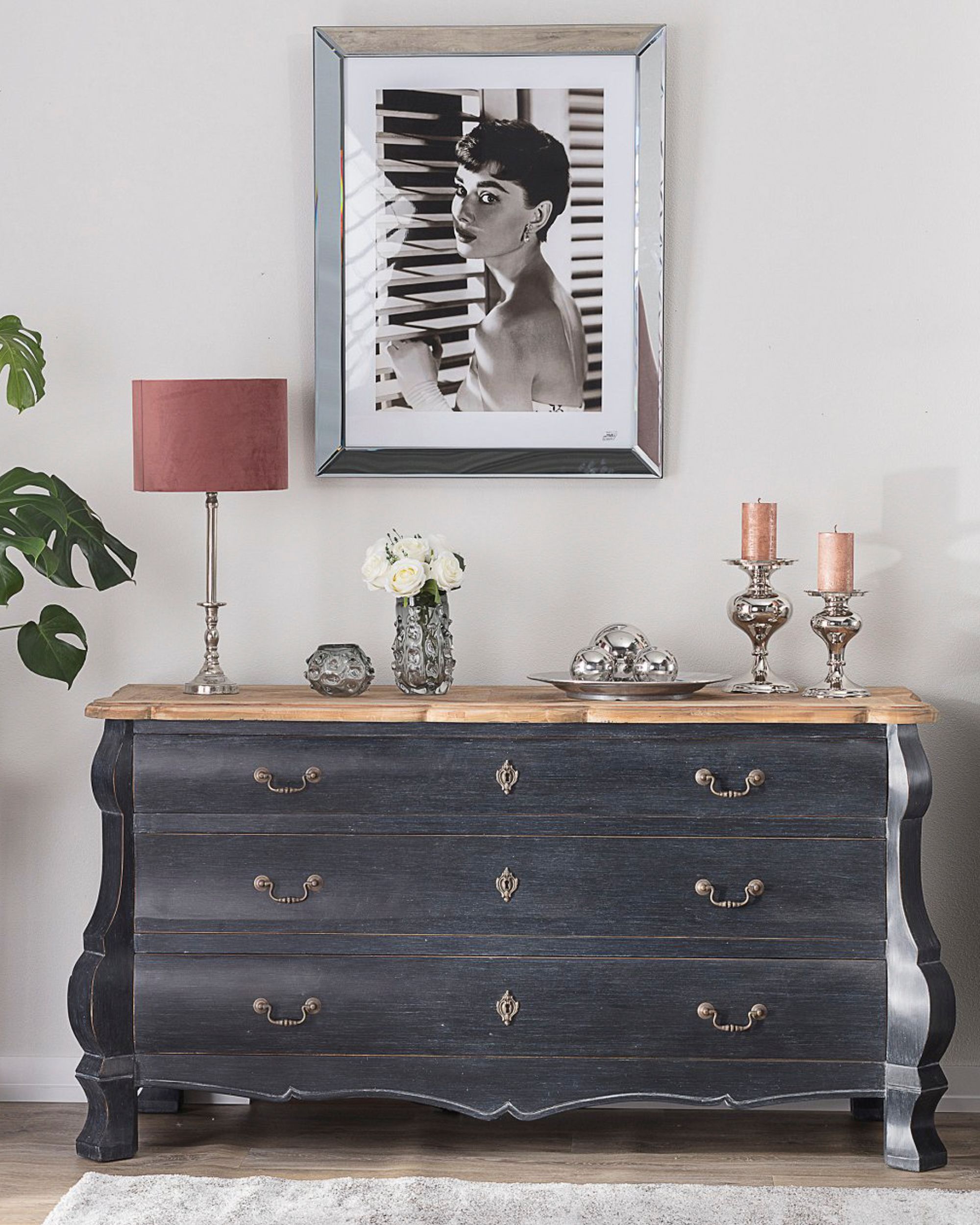 Komoda Lawrence 160x50x85 old black & natural (hover)