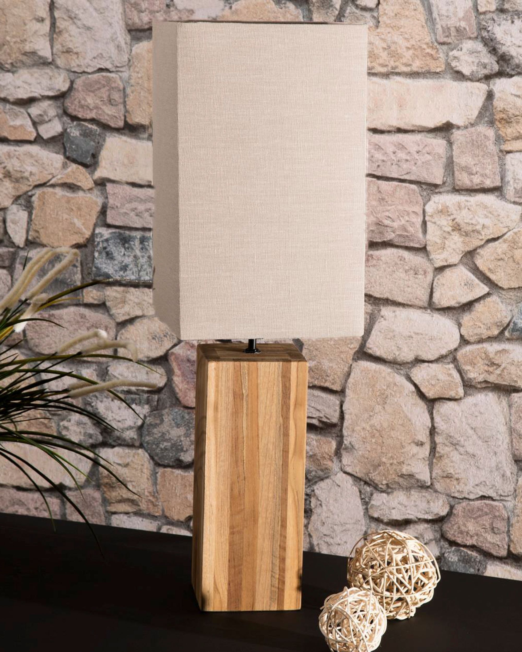 Lampa stołowa Cube Line Teak wys. 68cm (hover)