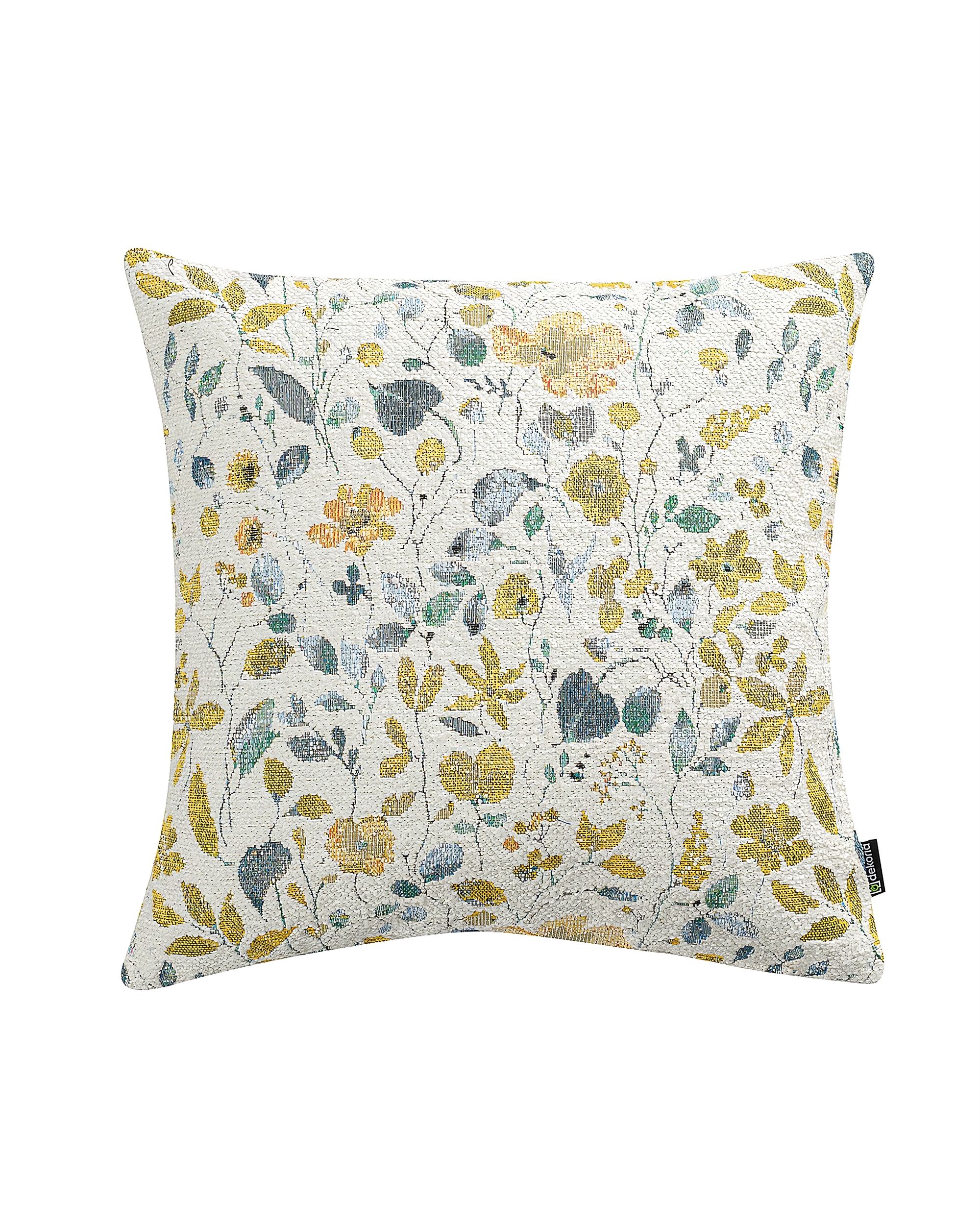 Poszewka Kinga na poduszkę kolor żółty tkanina strukturalna, wzorzysta