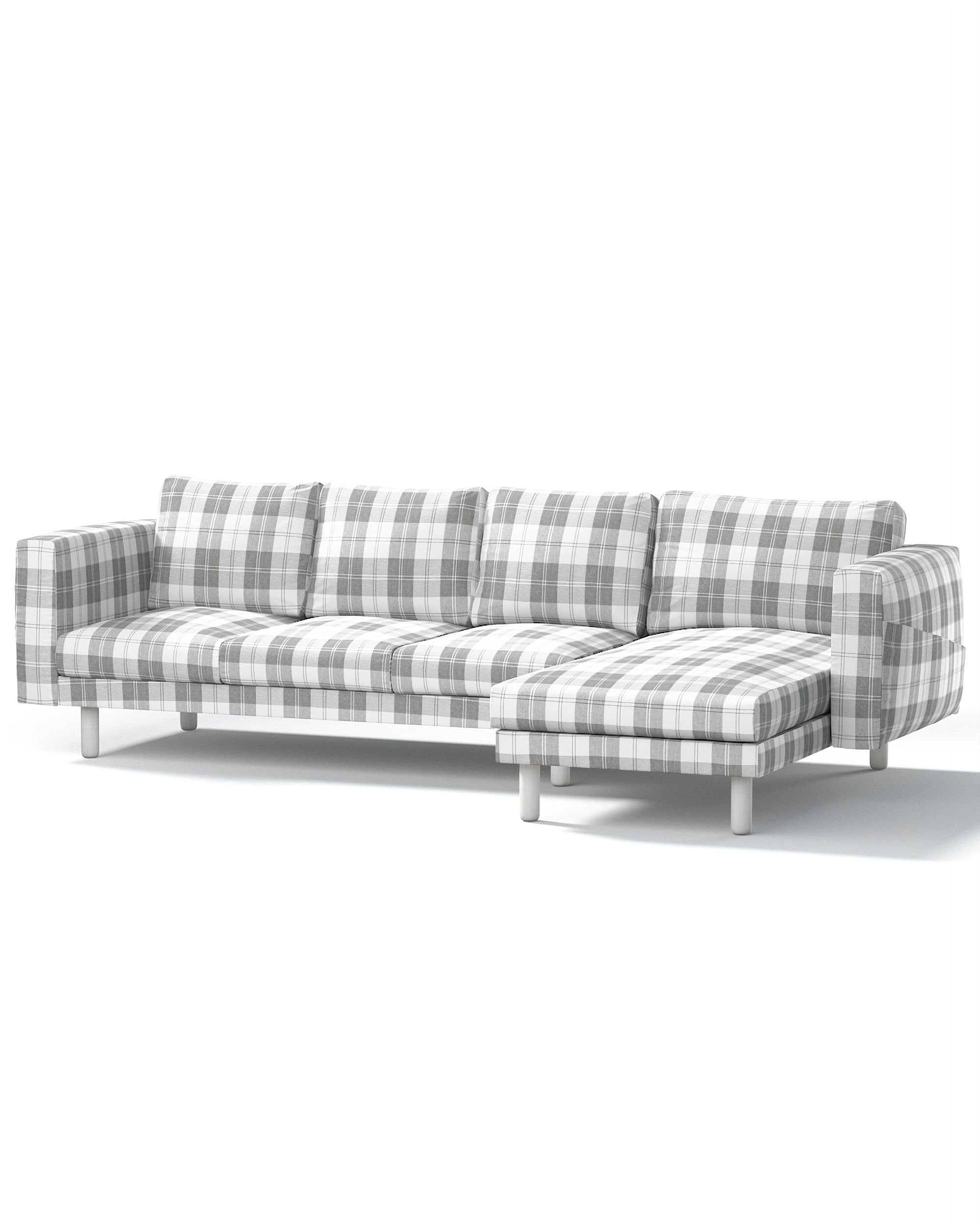 Pokrowiec na sofę Norsborg 4-osobową z szezlongiem kolor szary tkanina strukturalna, wzorzysta