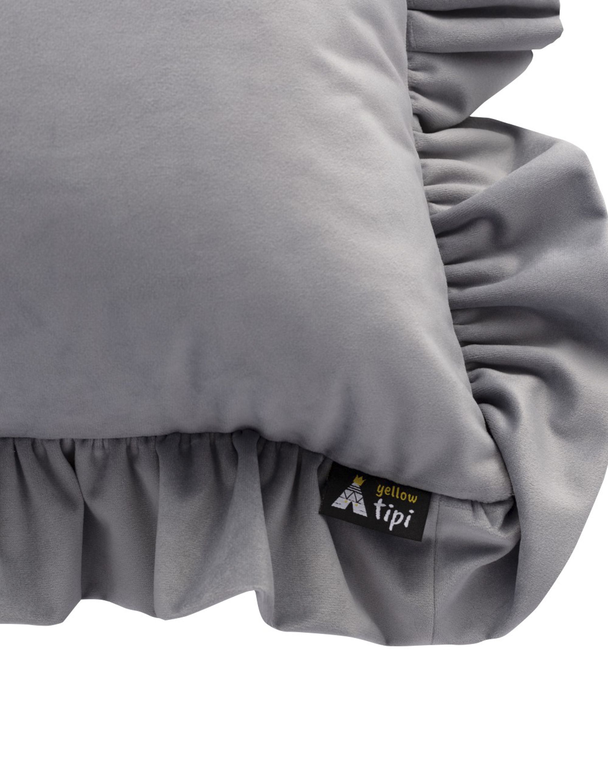 Poszewka Paula z falbaną kolor szary tkanina połyskliwa, welwetowa (hover)