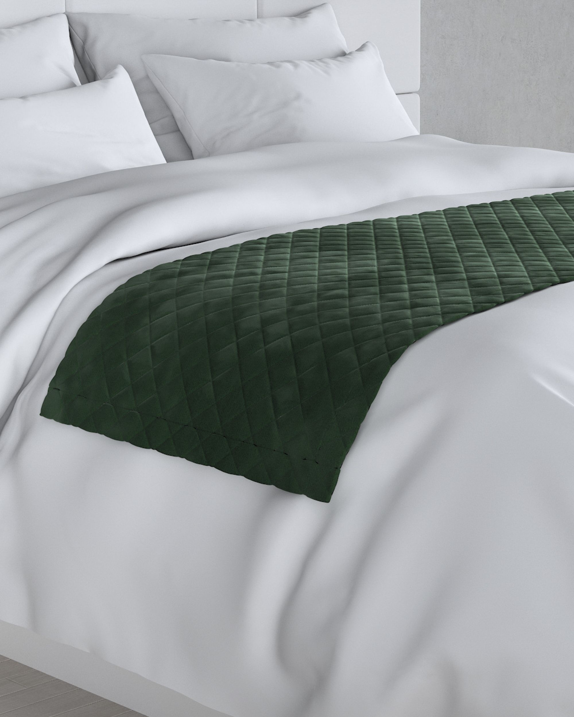 Narzuta hotelowa bieżnik Velvet 60x200cm kolor zielony tkanina połyskliwa, welwetowa