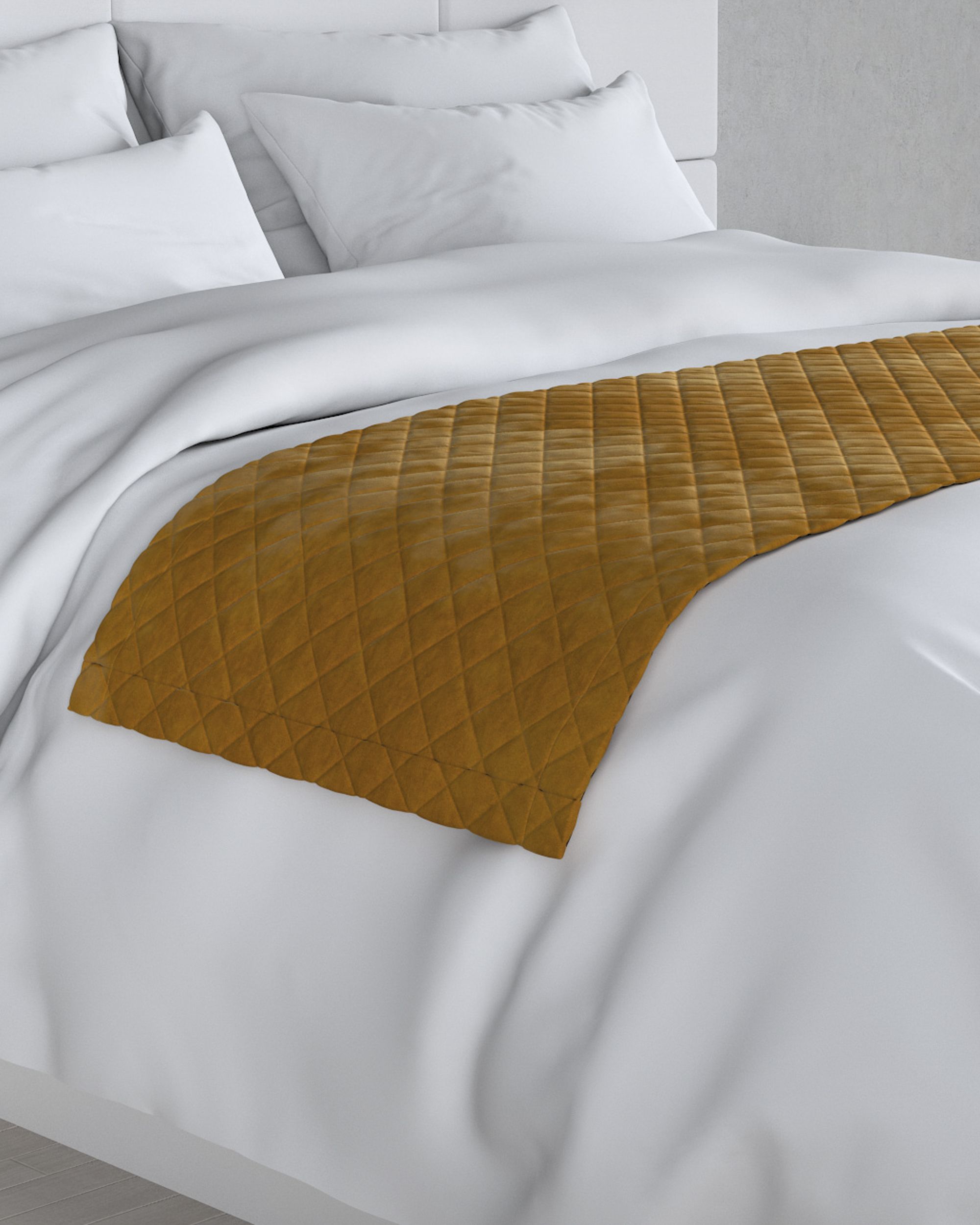 Narzuta hotelowa bieżnik Velvet 60x200cm kolor żółty tkanina połyskliwa, welwetowa
