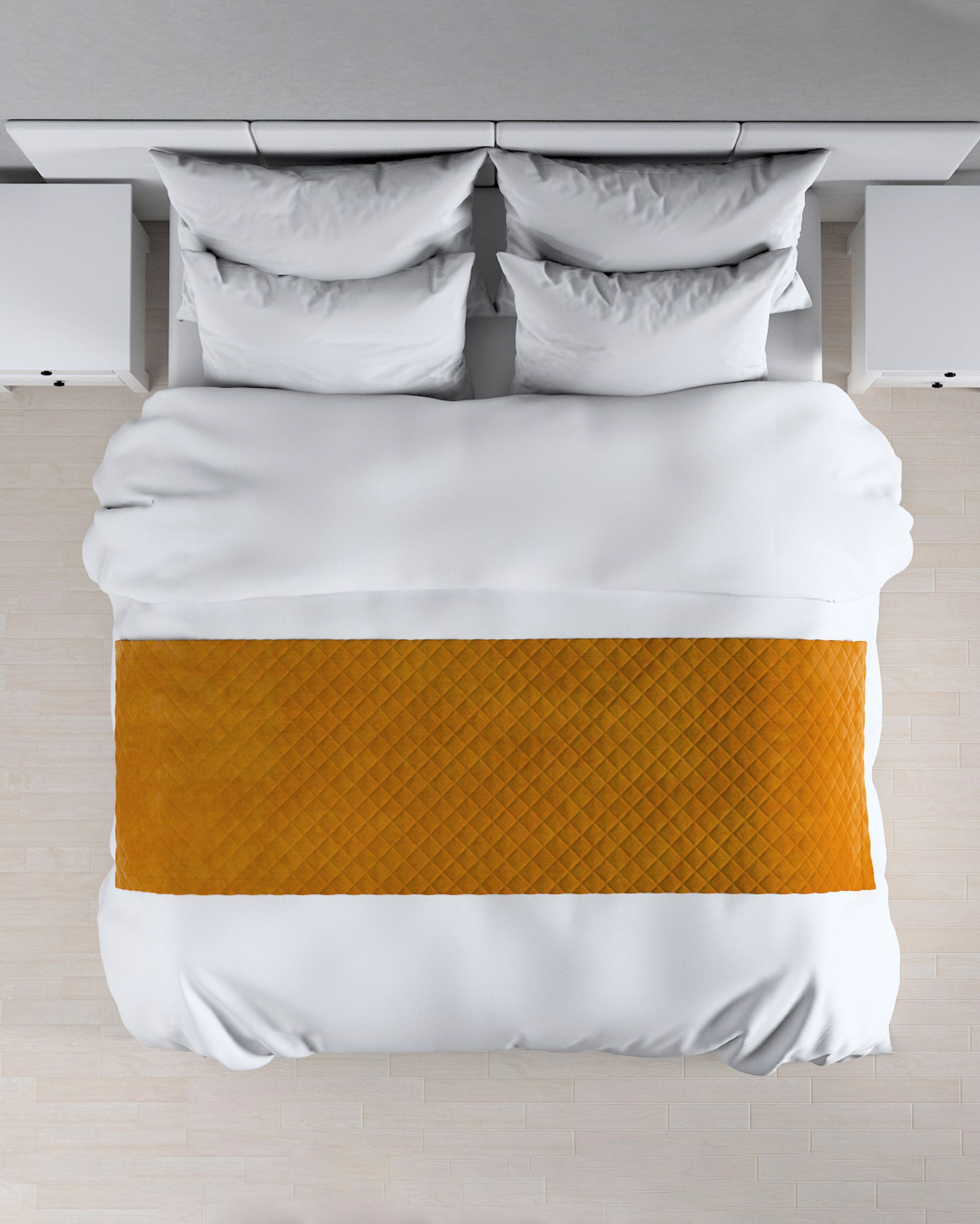 Narzuta hotelowa bieżnik Velvet 60x200cm kolor żółty tkanina połyskliwa, welwetowa (hover)