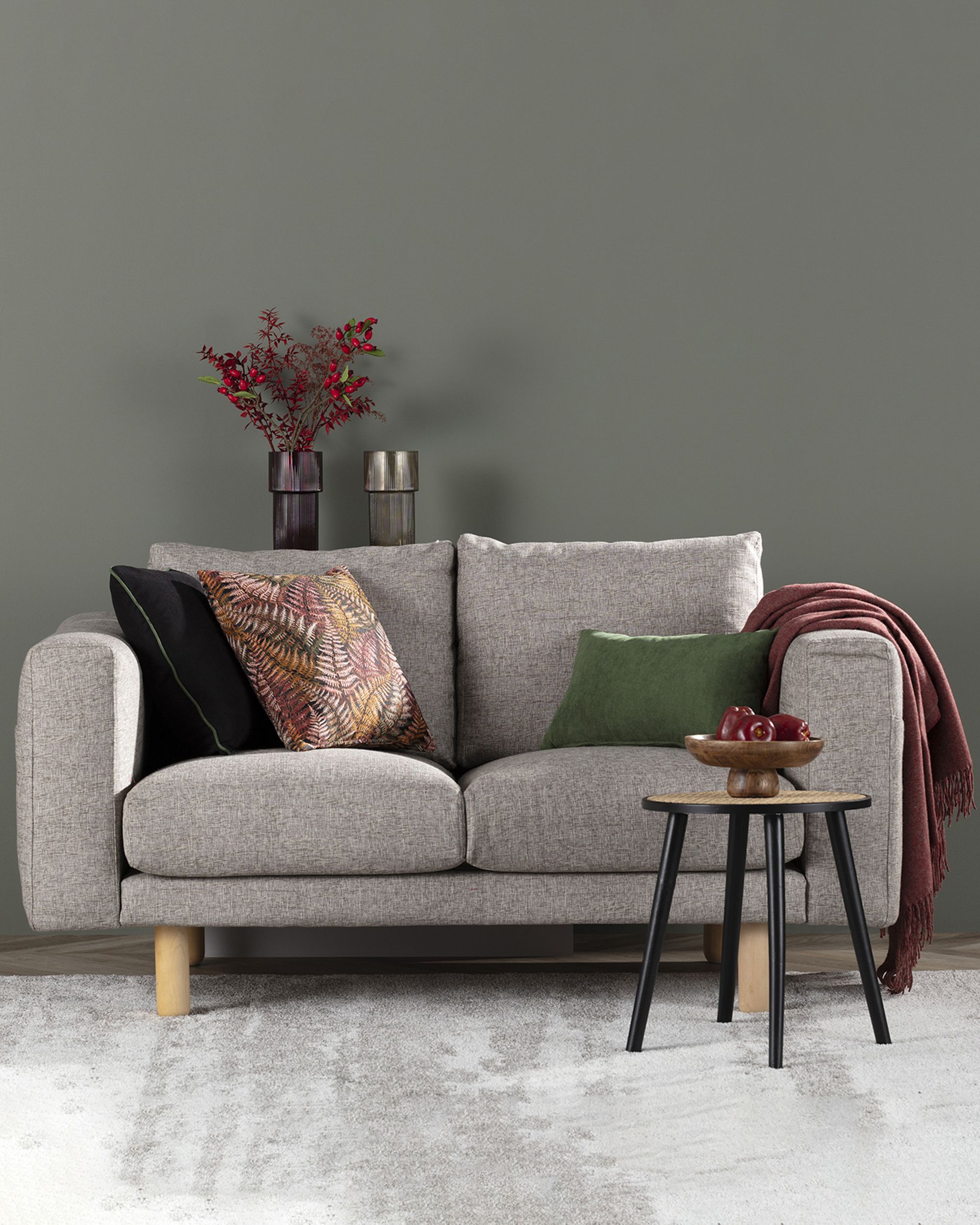 Zestaw poduszek do salonu Fern Flower maroon (hover)