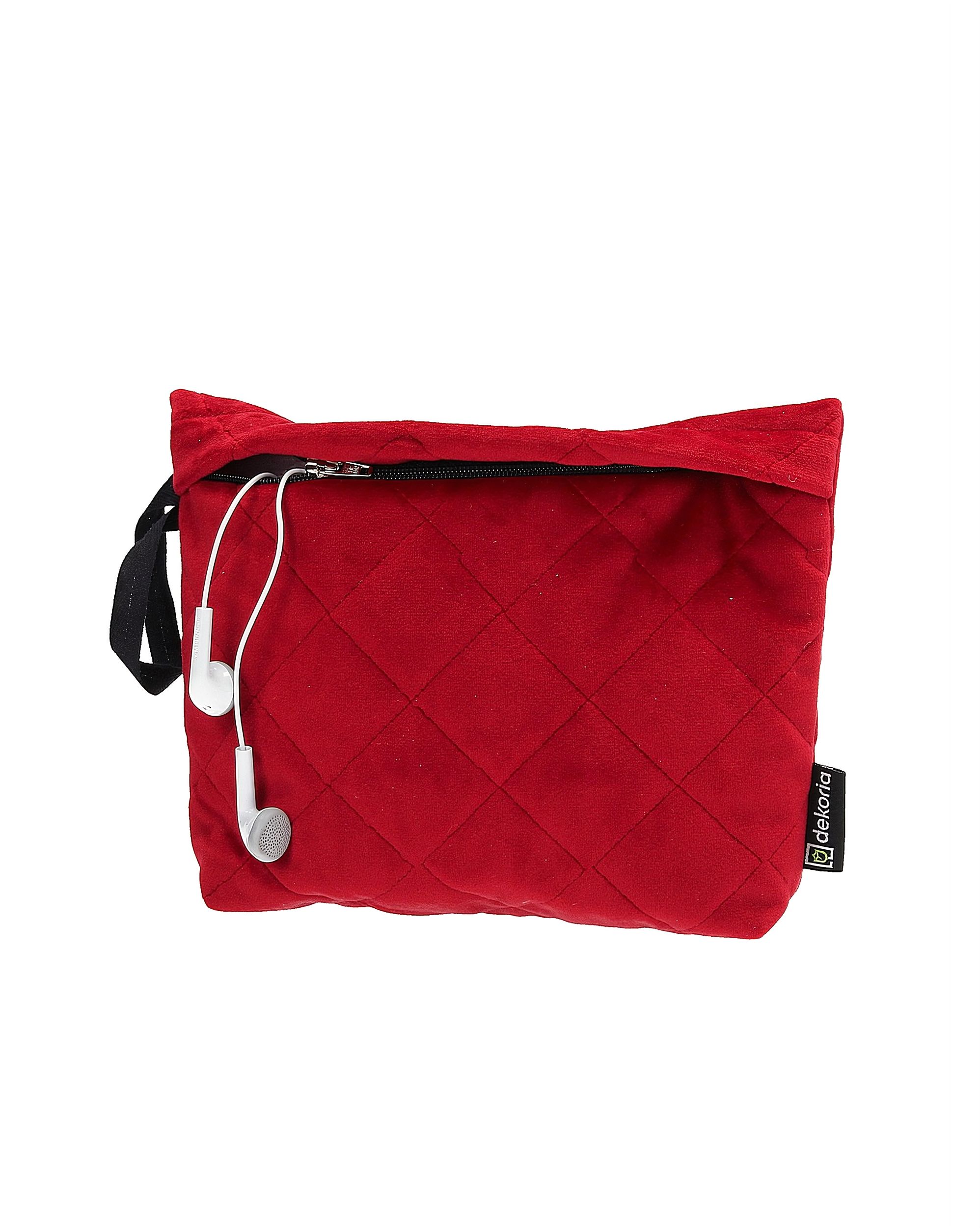 Kosmetyczka - etui Velvet kolor czerwony tkanina połyskliwa, welwetowa (hover)