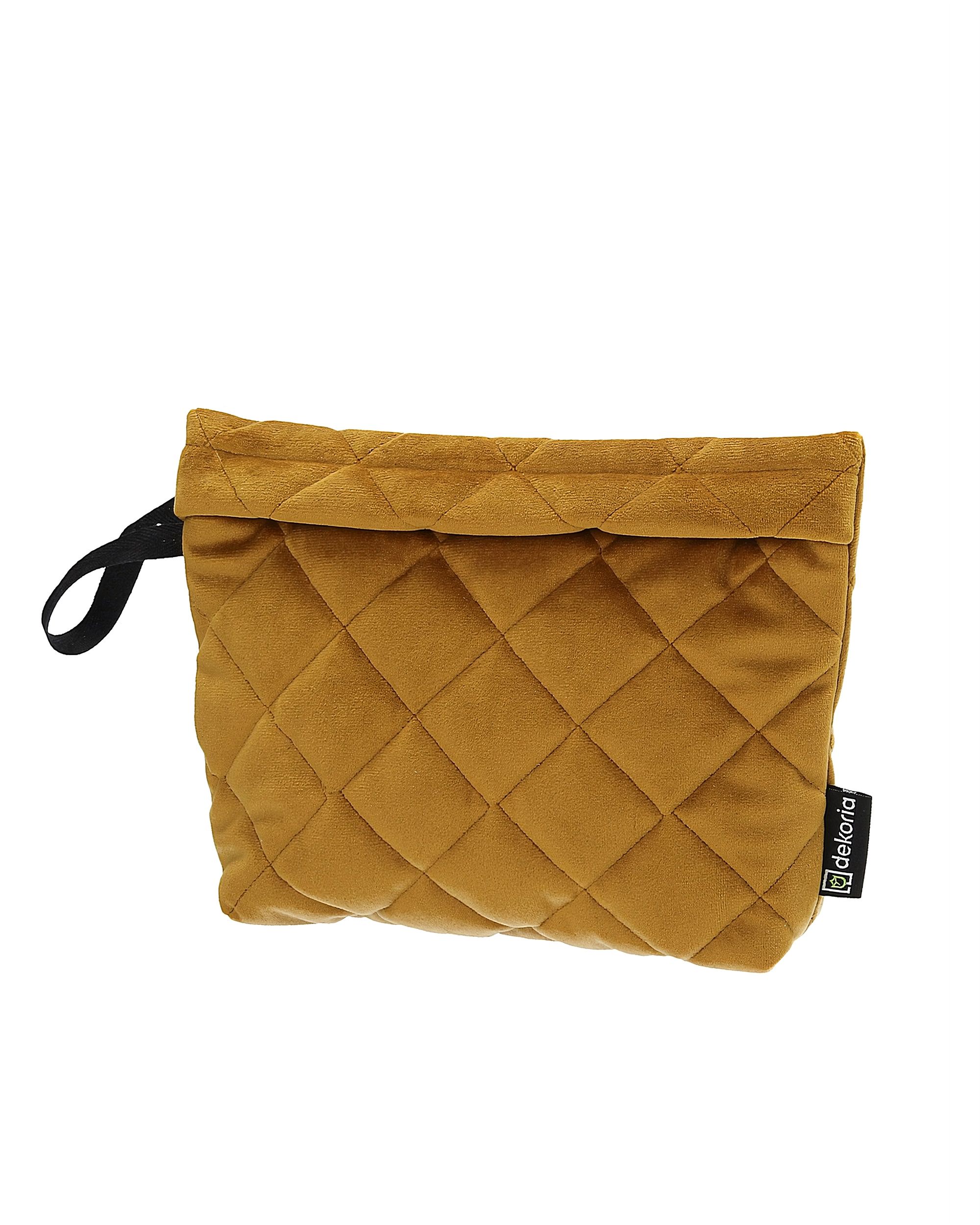 Kosmetyczka - etui Velvet kolor żółty tkanina połyskliwa, welwetowa