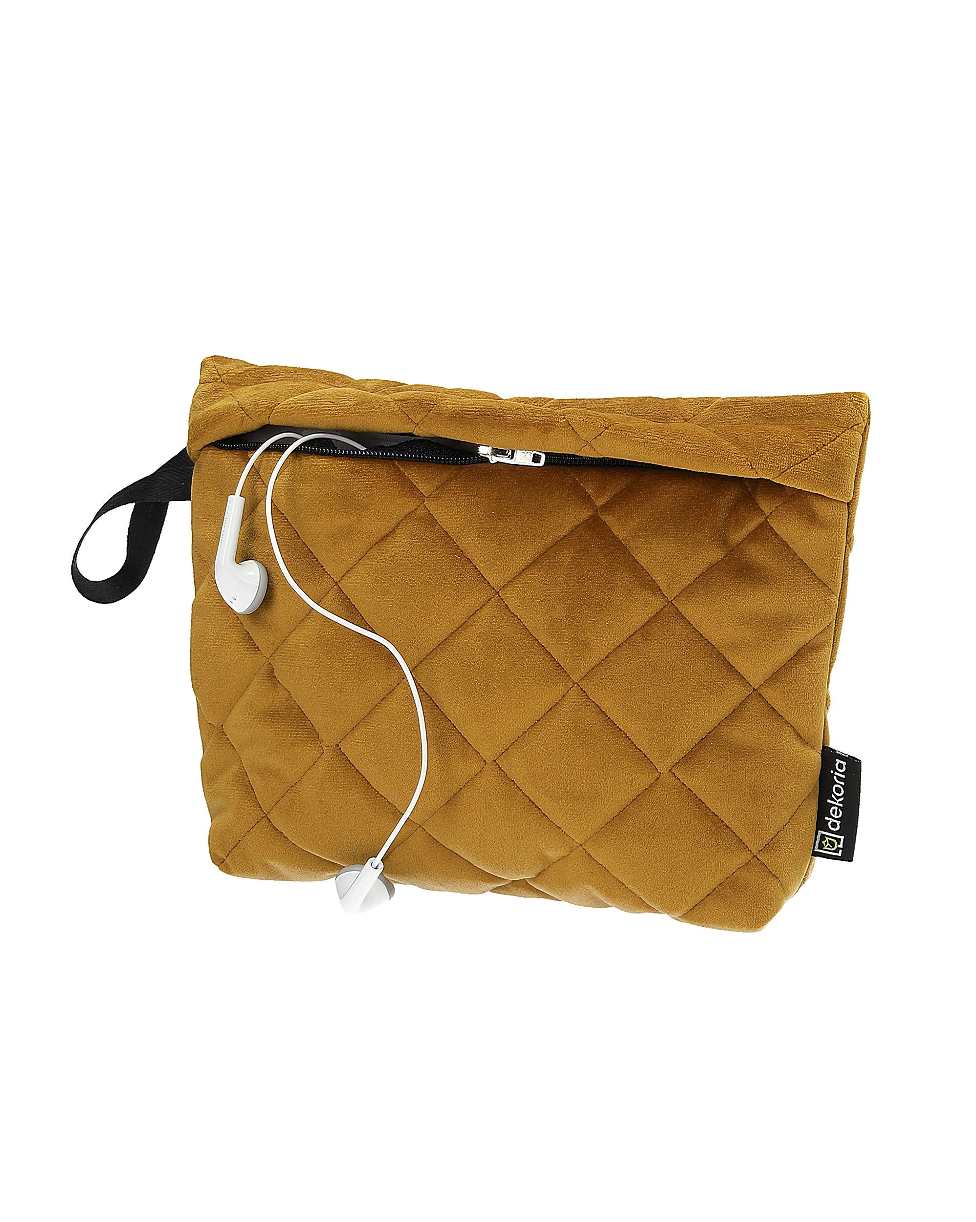 Kosmetyczka - etui Velvet kolor żółty tkanina połyskliwa, welwetowa (hover)