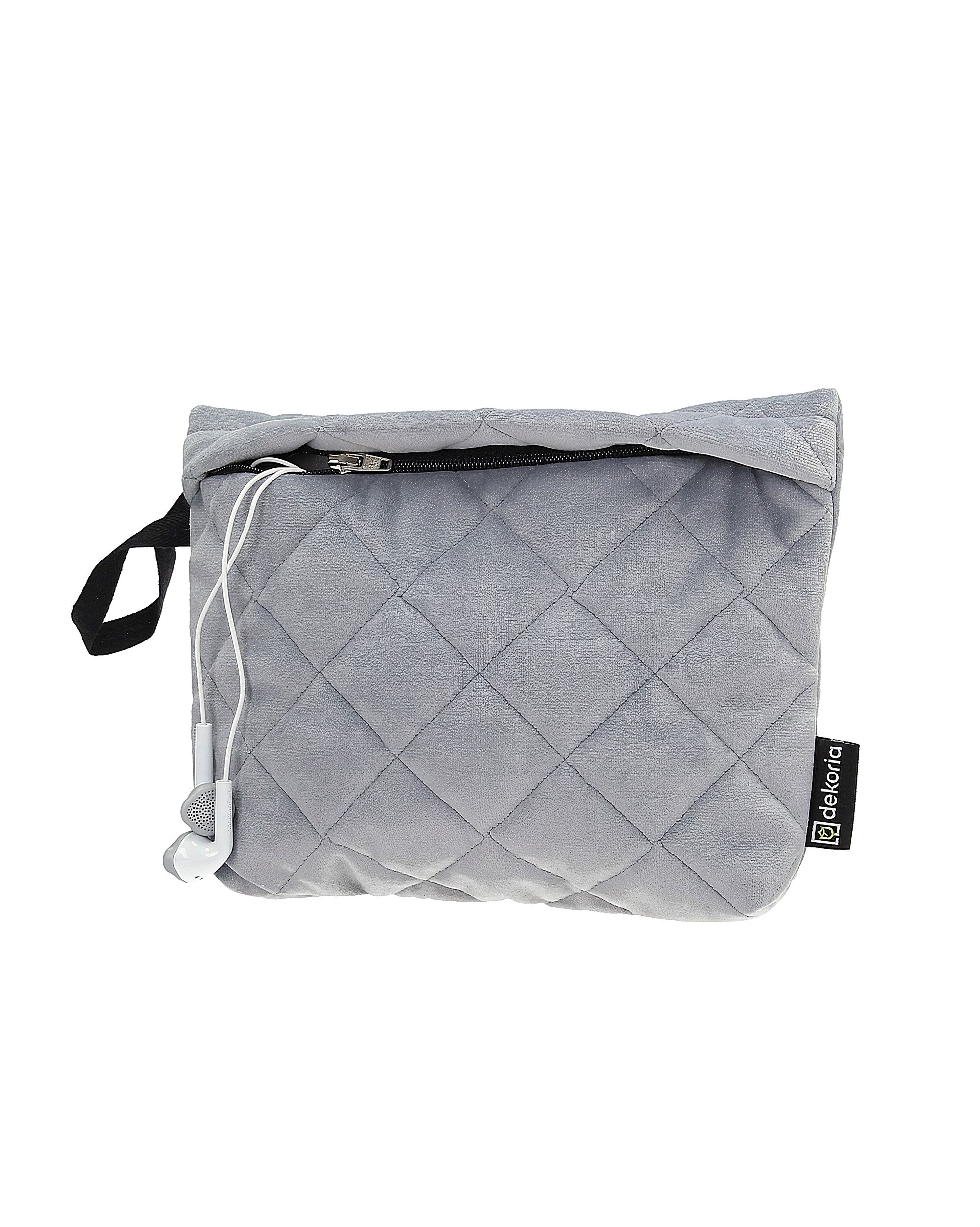 Kosmetyczka - etui Velvet kolor szary tkanina połyskliwa, welwetowa (hover)