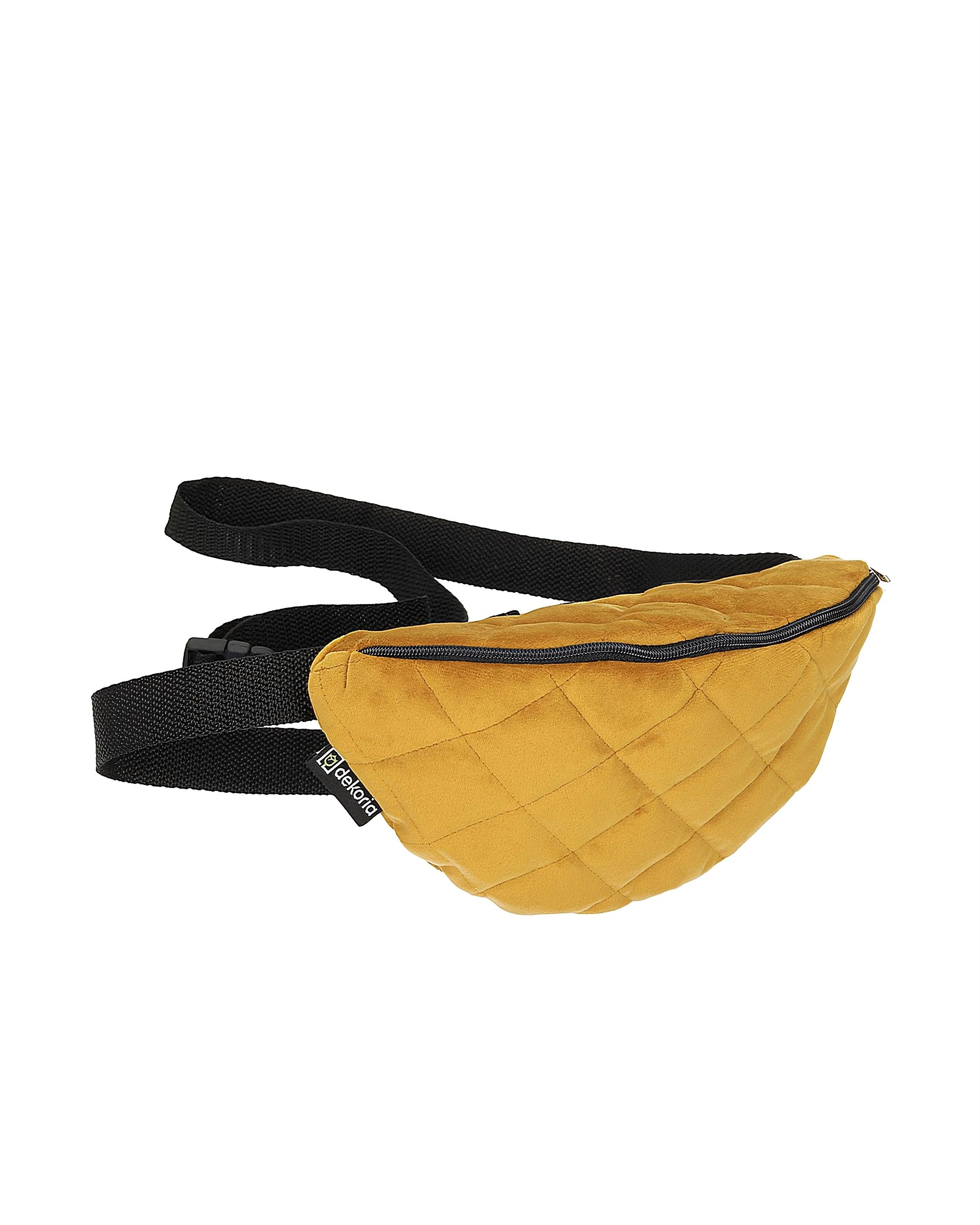 Saszetka - nerka Velvet kolor żółty tkanina połyskliwa, welwetowa