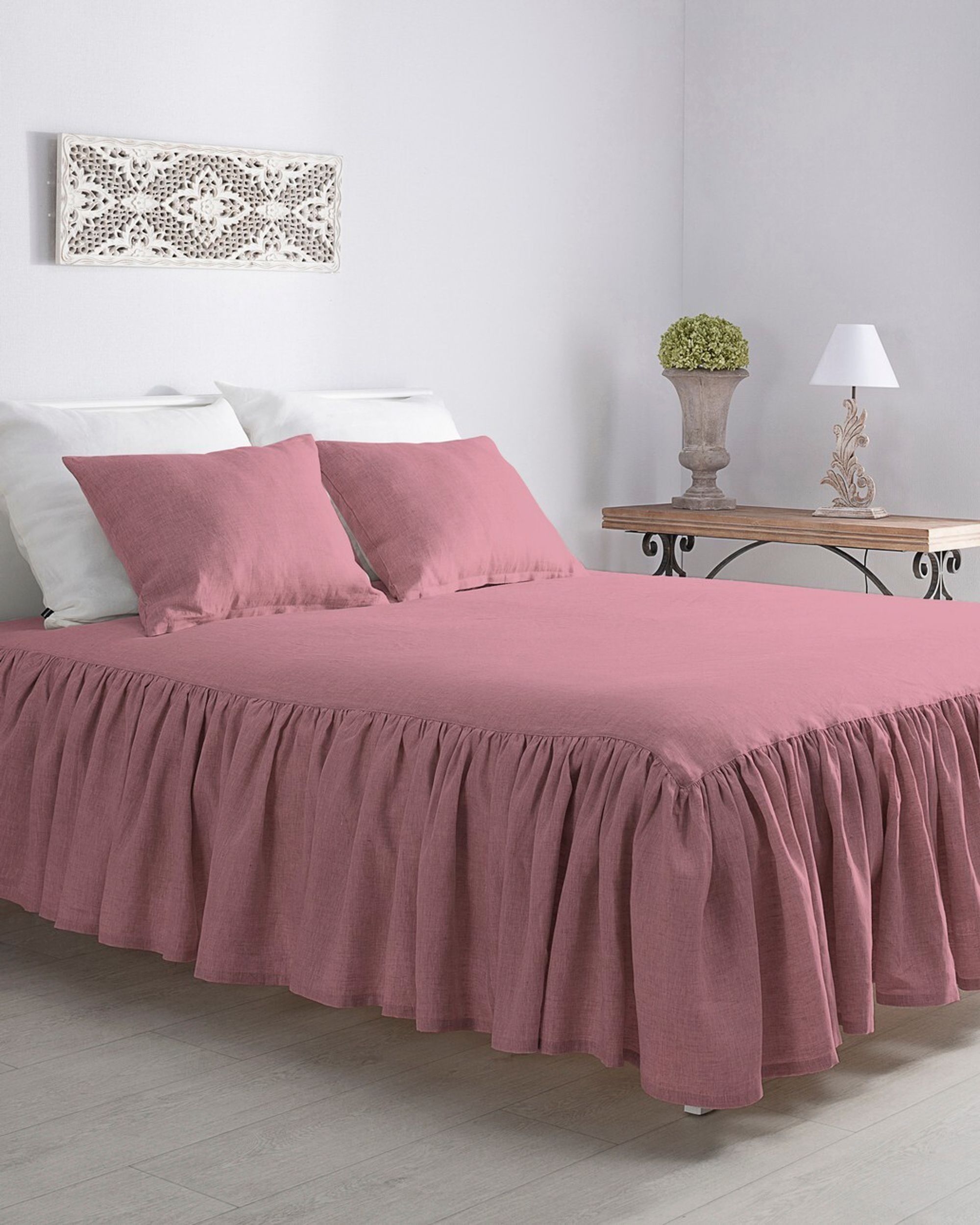 Narzuta na łóżko 160 x 210 cm frilly pink