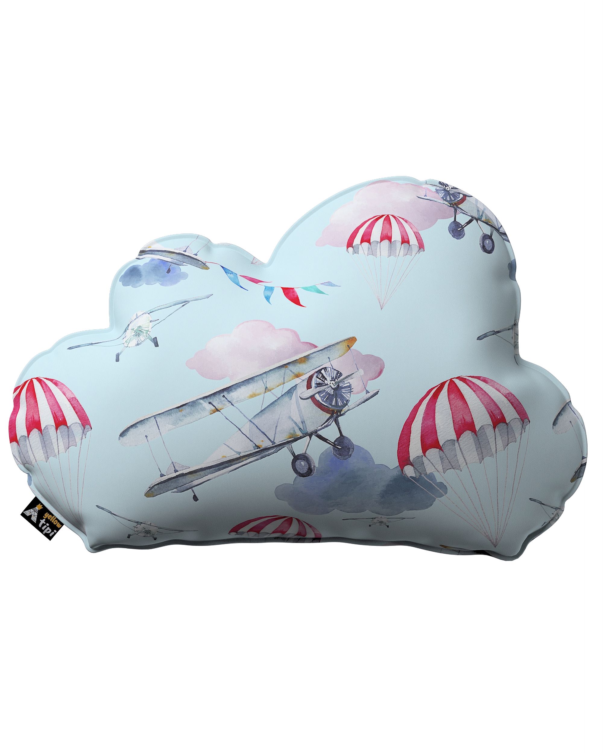 Poduszka Soft Cloud kolor niebieski tkanina wzorzysta