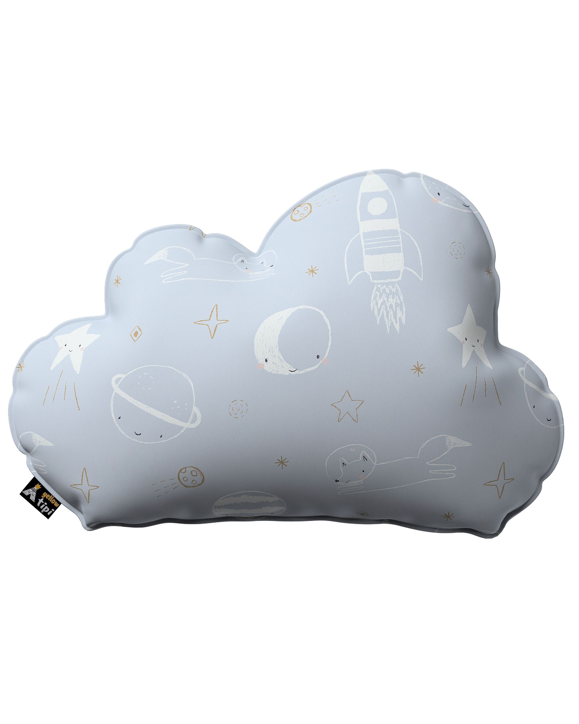 Poduszka Soft Cloud kolor niebieski tkanina wzorzysta