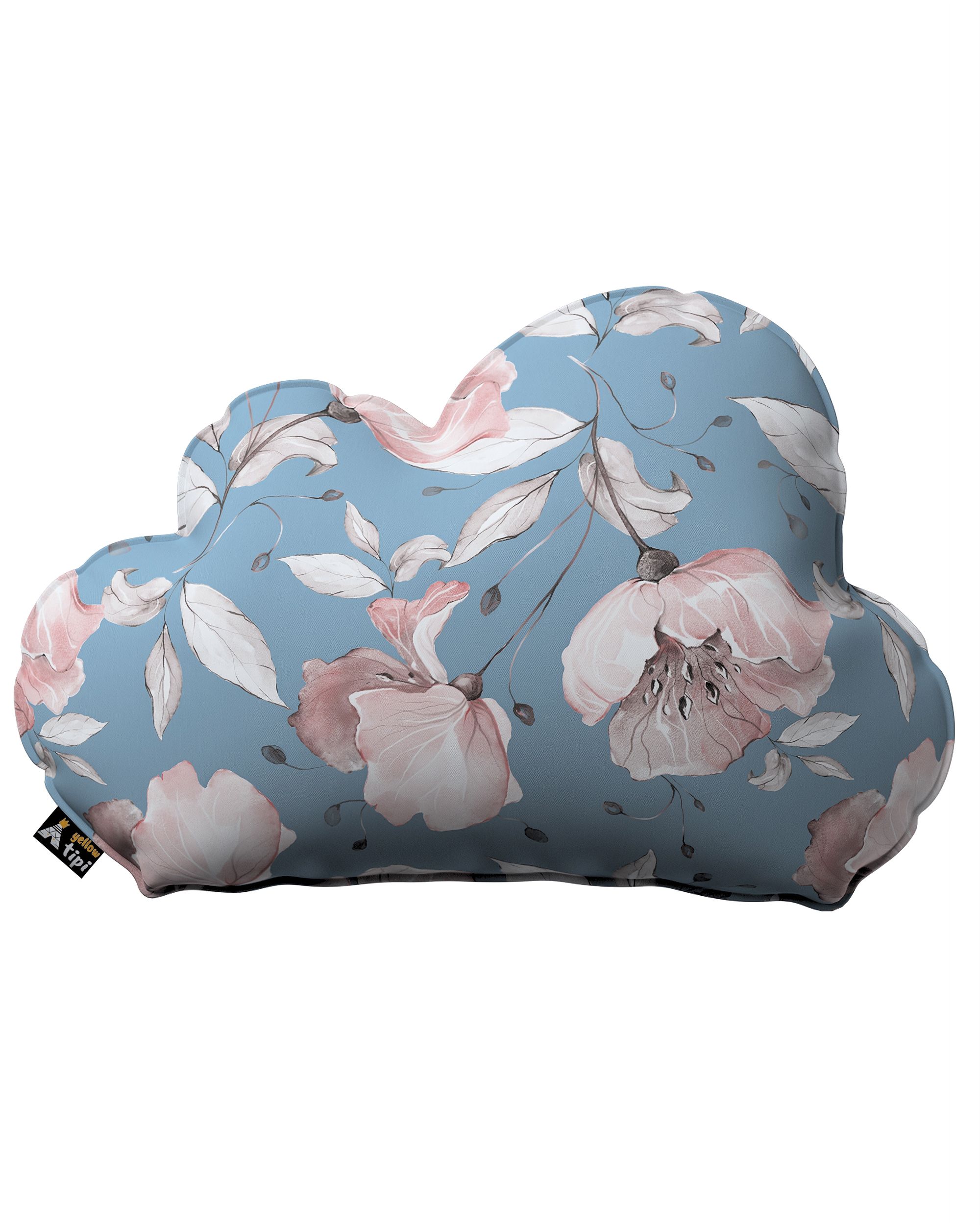 Poduszka Soft Cloud kolor niebieski tkanina wzorzysta