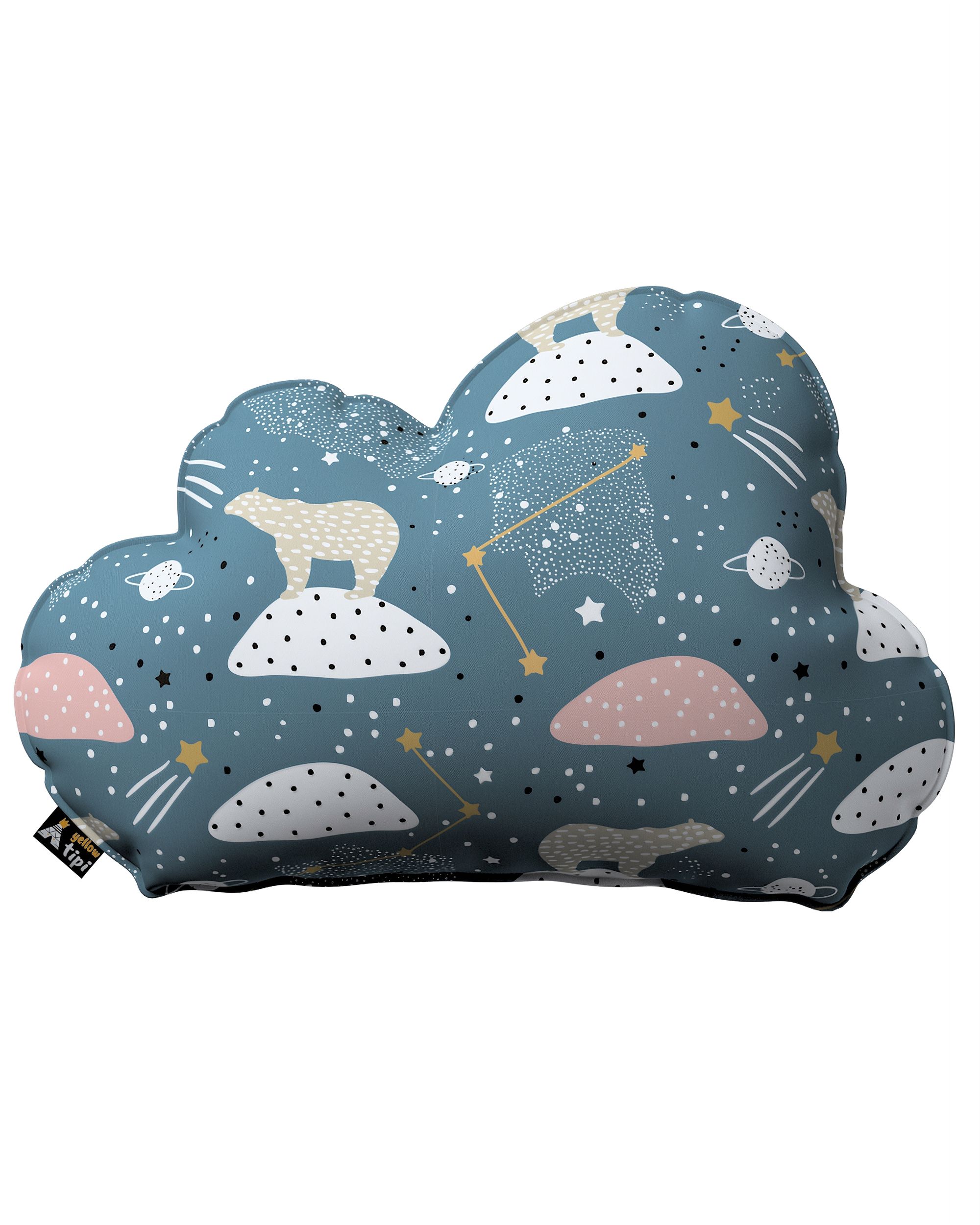 Poduszka Soft Cloud kolor niebieski tkanina wzorzysta