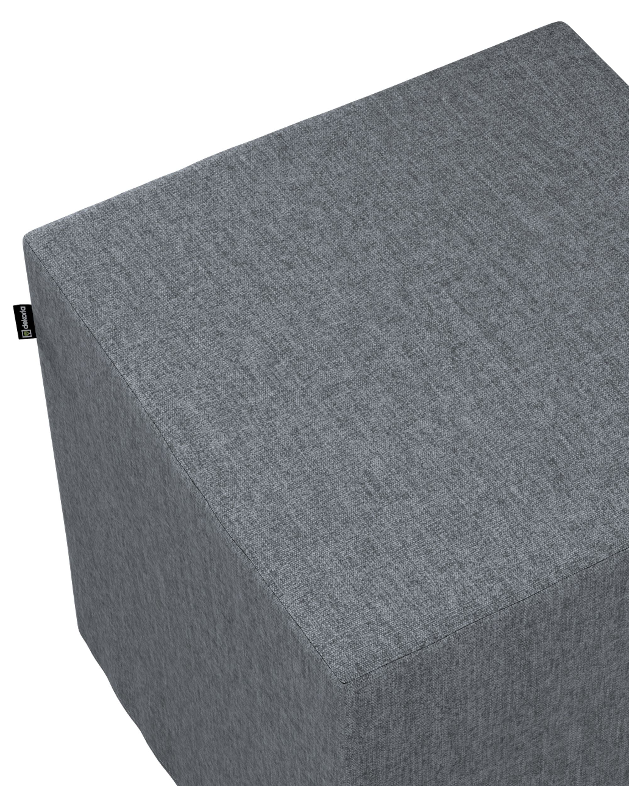 Pokrowiec na puf kostkę kolor szary tkanina strukturalna (hover)