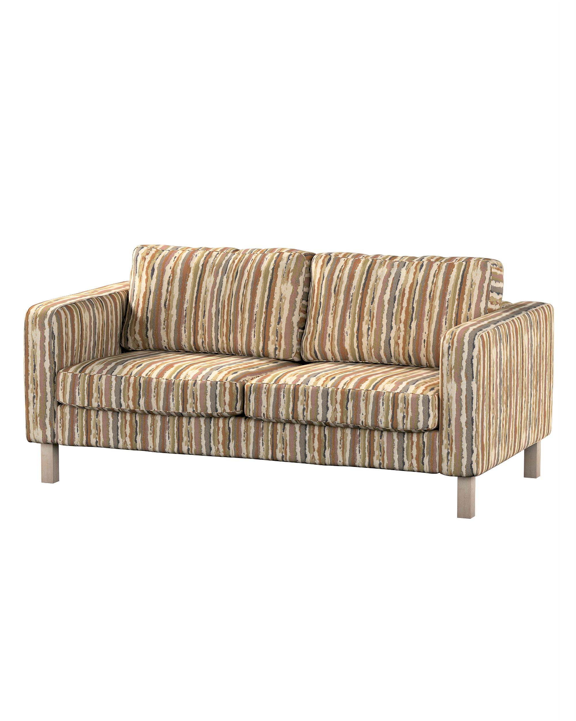 Pokrowiec na sofę Karlstad 2-osobową nierozkładaną krótki kolor beżowy tkanina strukturalna, wzorzysta