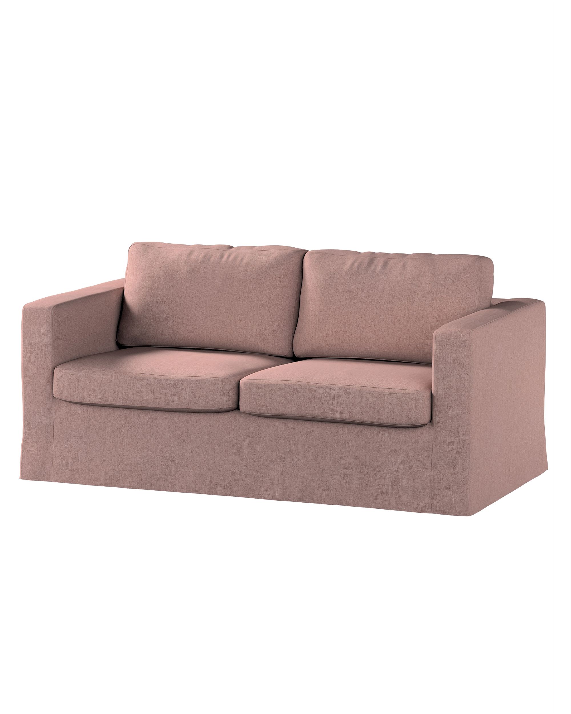 Pokrowiec na sofę Karlstad 2-osobową nierozkładaną długi kolor różowy tkanina strukturalna