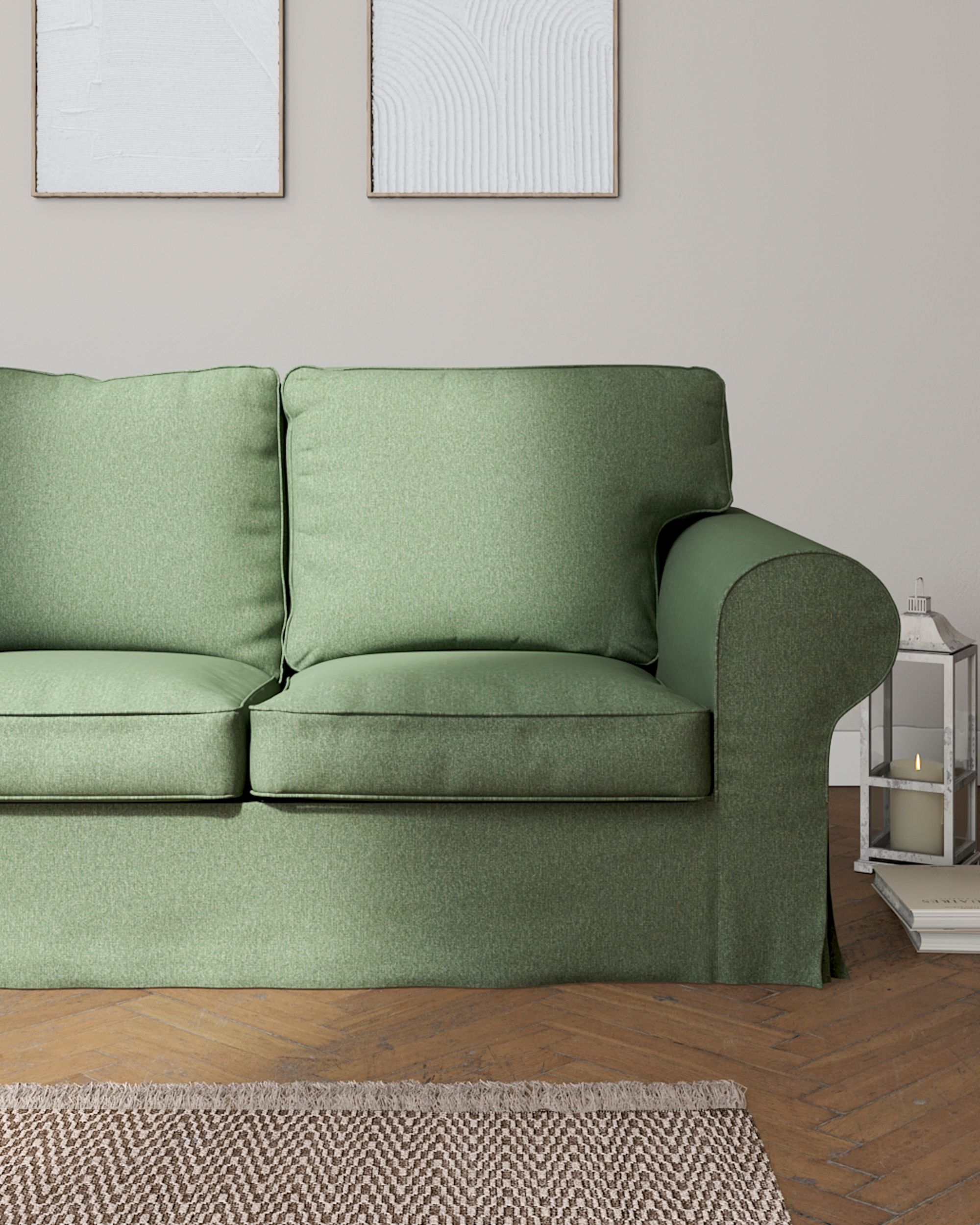 Pokrowiec na sofę Ektorp 3-osobową, rozkładaną, PIXBO kolor zielony tkanina strukturalna (hover)