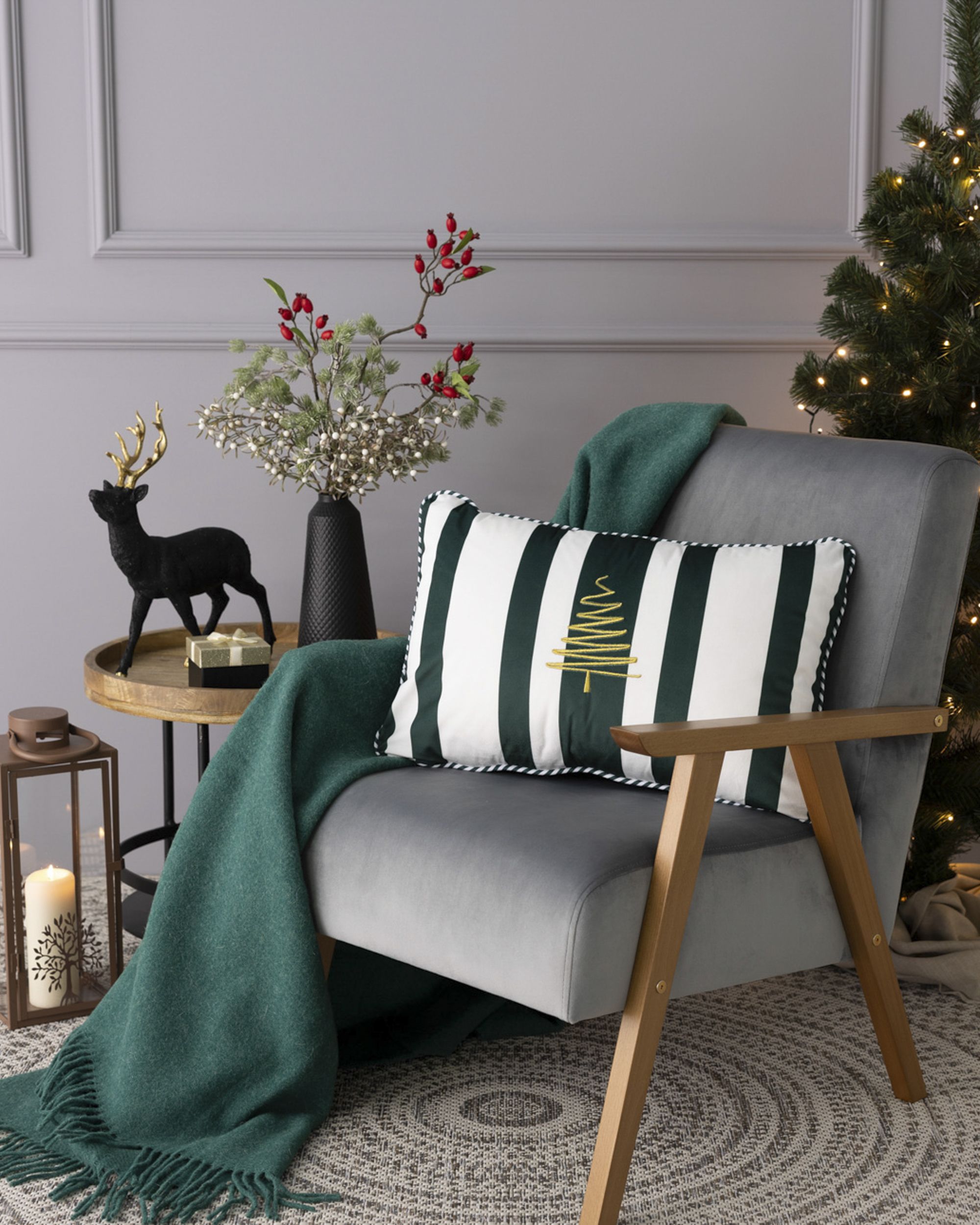 Poszewka na poduszkę Green & White Noel 60x40 cm (hover)