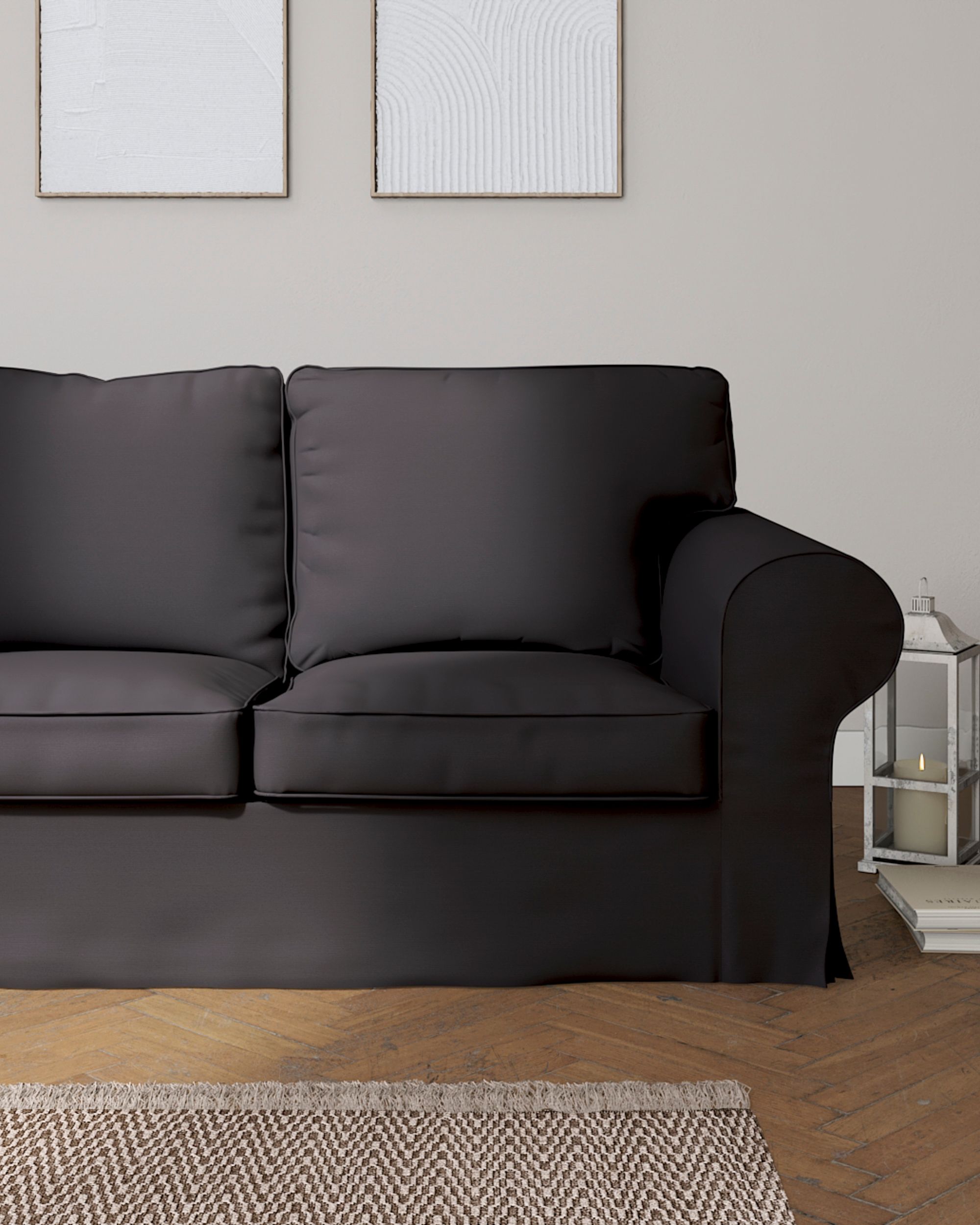 Pokrowiec na sofę Ektorp 3-osobową, rozkładaną kolor szary (hover)
