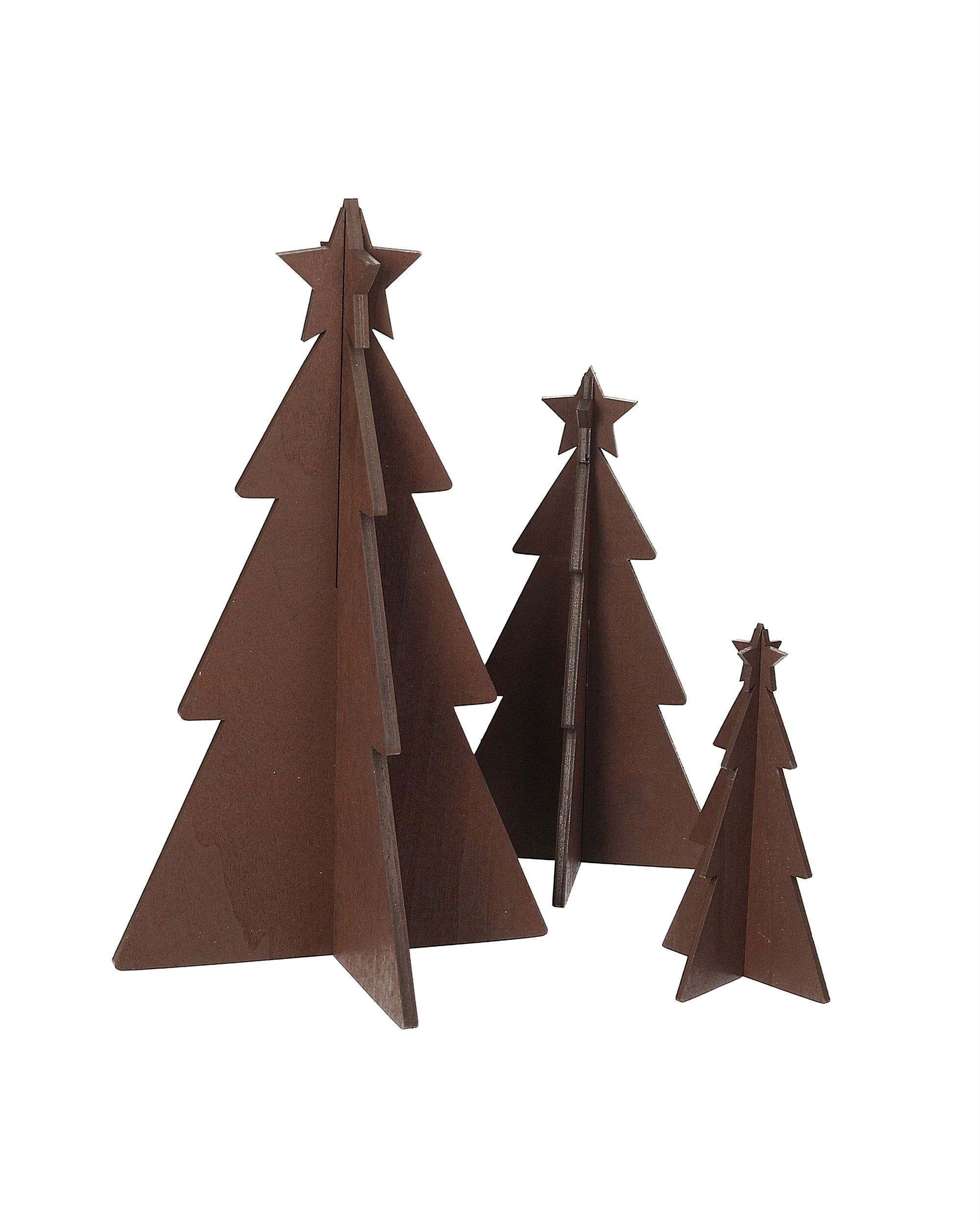 Dekoracja Rustic Trees 3 szt. brown