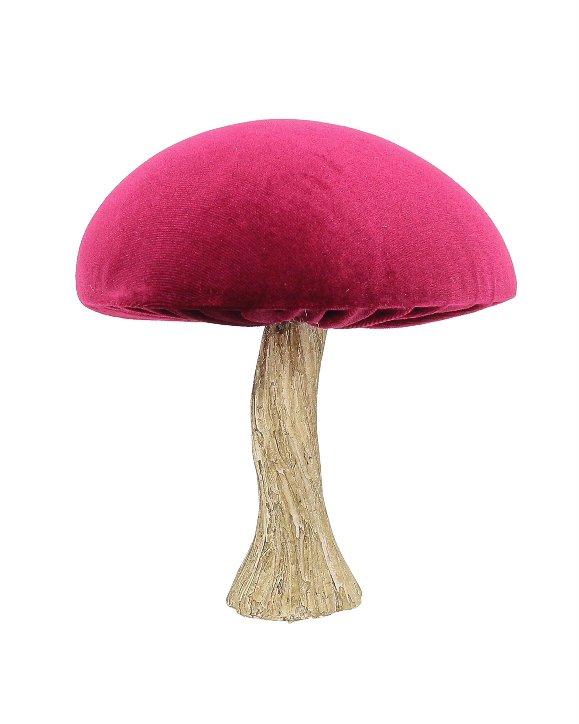 Dekoracja Velvet Mushroom 17 cm ruby