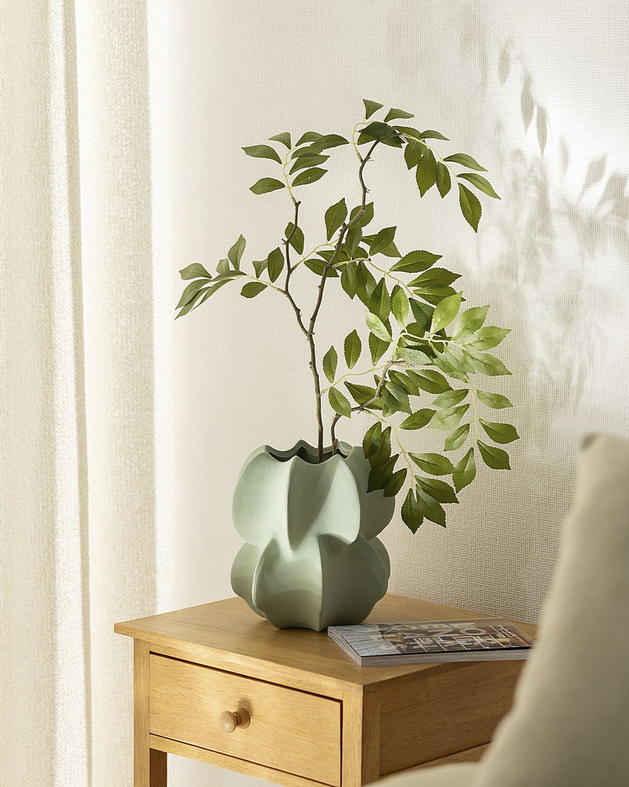 Gałązka dekoracyjna Green Leaf 80 cm (hover)