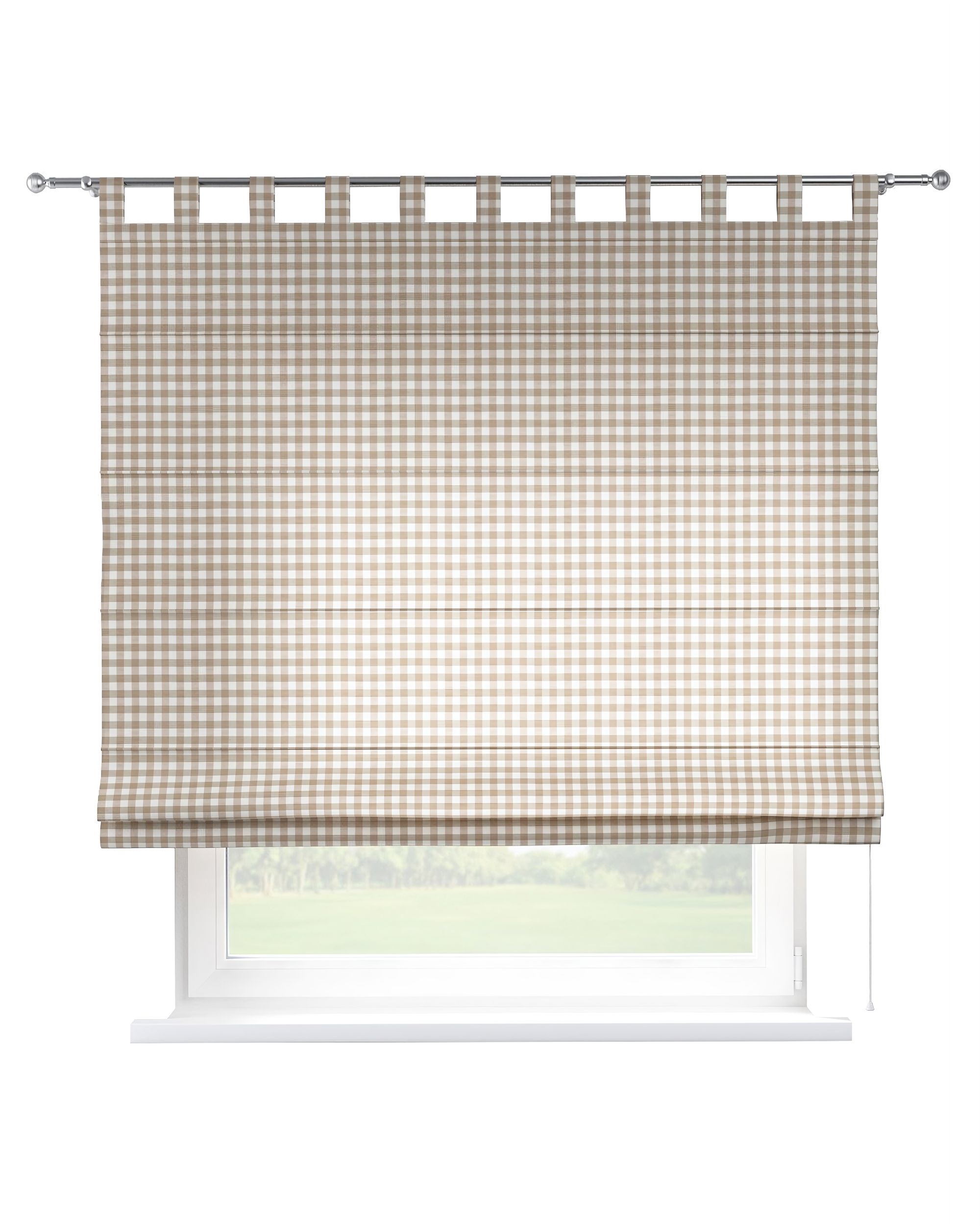 Roleta rzymska Verona kolor beżowy tkanina wzorzysta