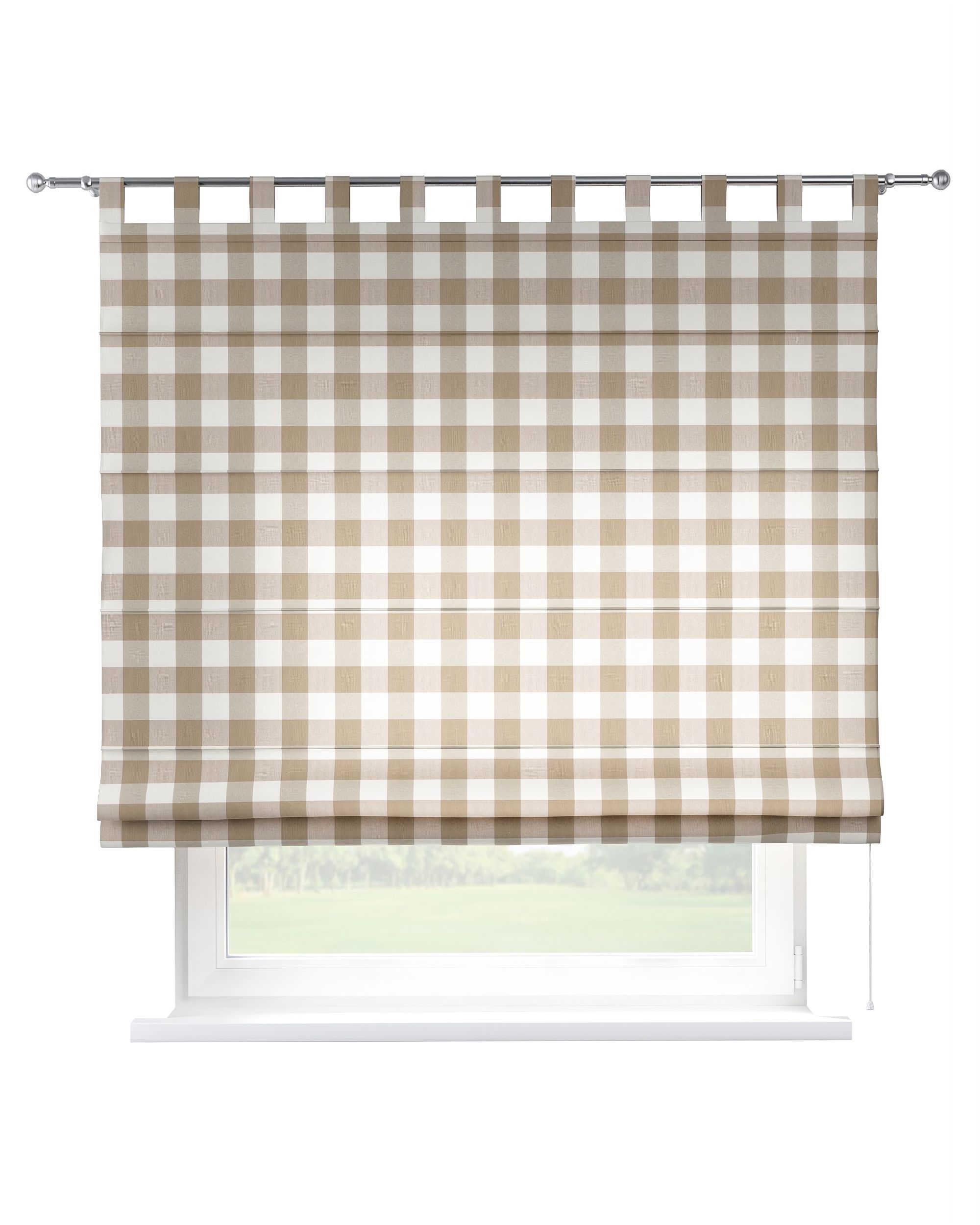 Roleta rzymska Verona kolor beżowy tkanina wzorzysta