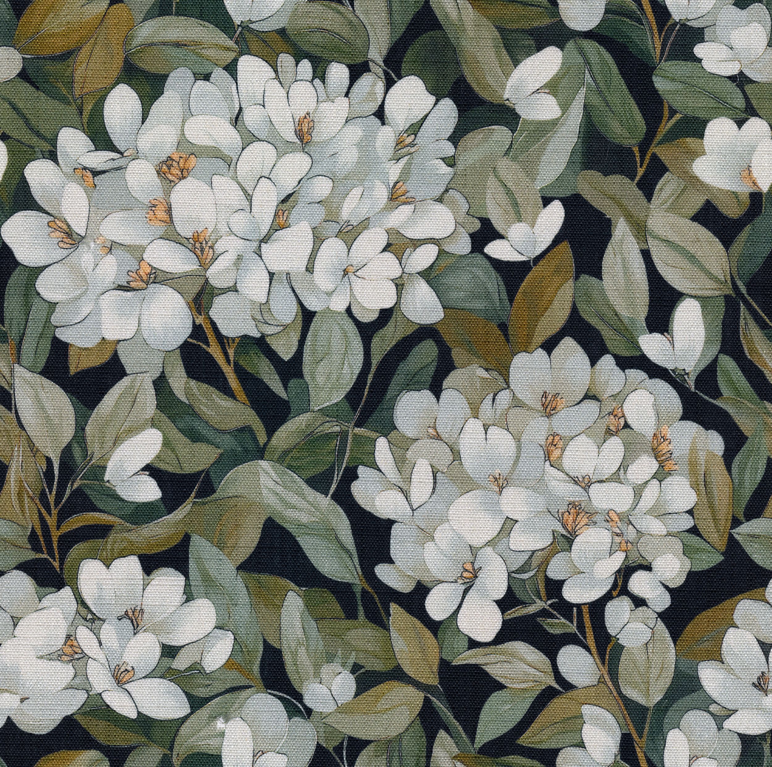 Botanic Viscose 145-19 jasne kwiaty na czarnym tle