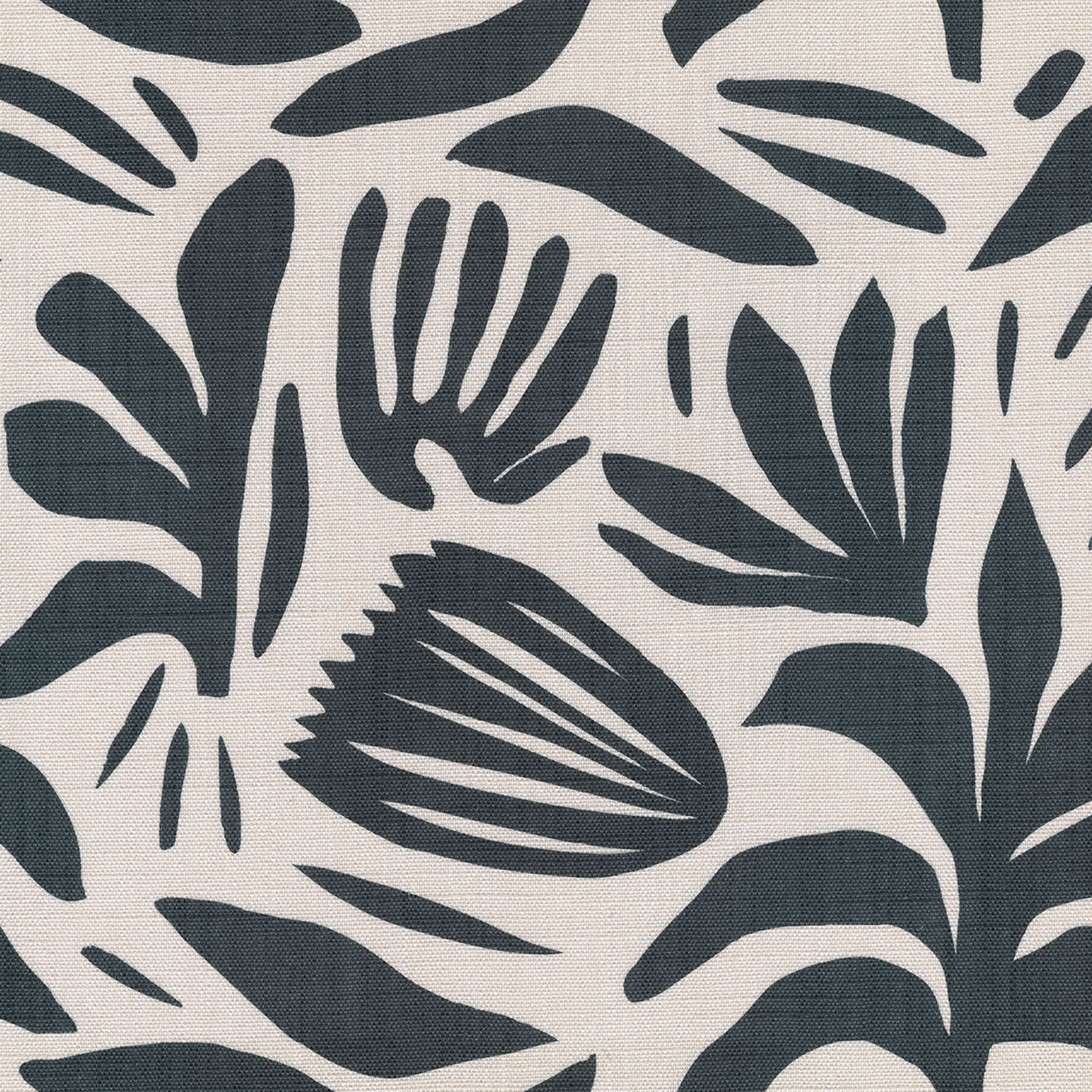 Botanic Viscose 145-21 roślinny grafitowy motyw na kremowym tle
