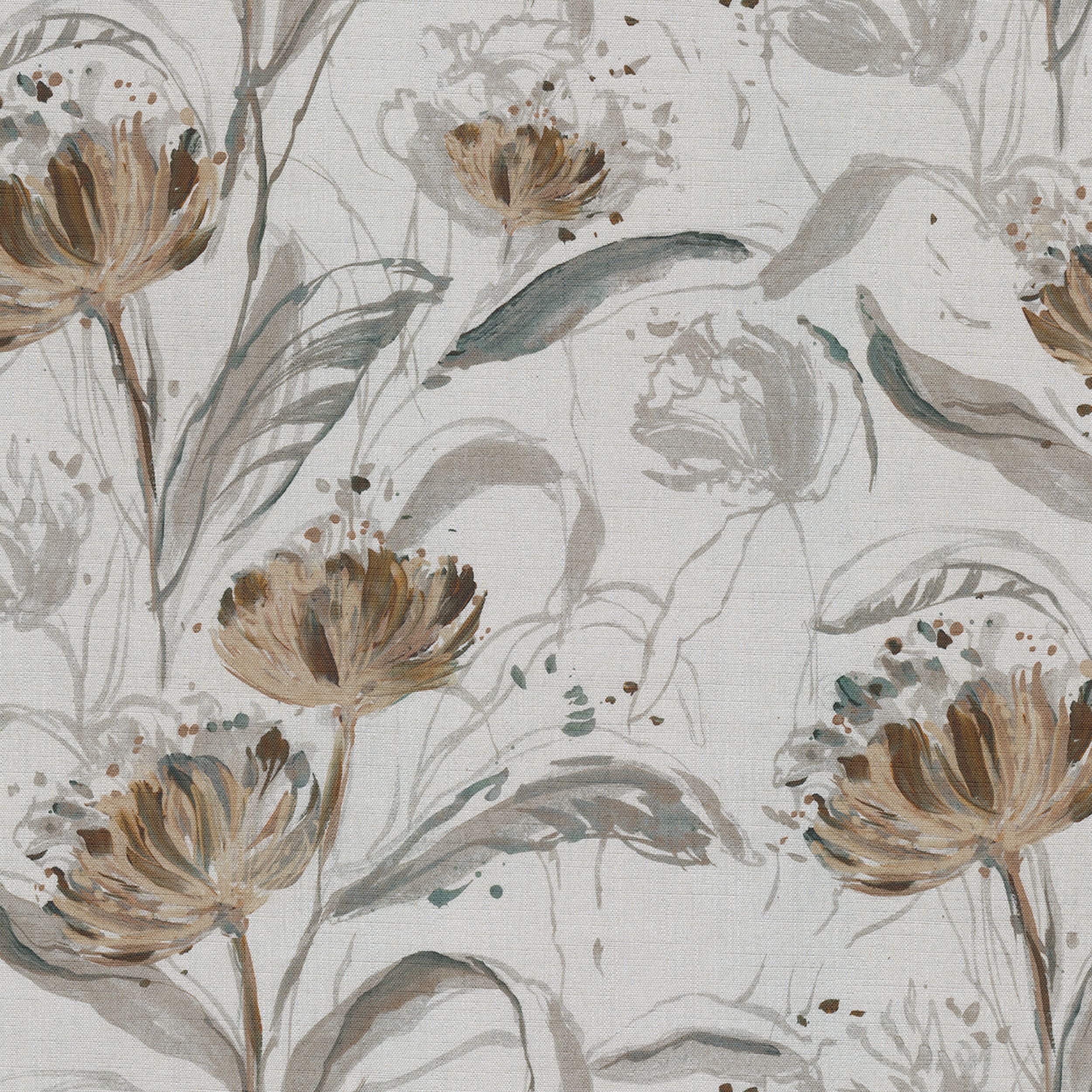 Botanic Viscose 145-22 kwiaty na jasnoszarym tle